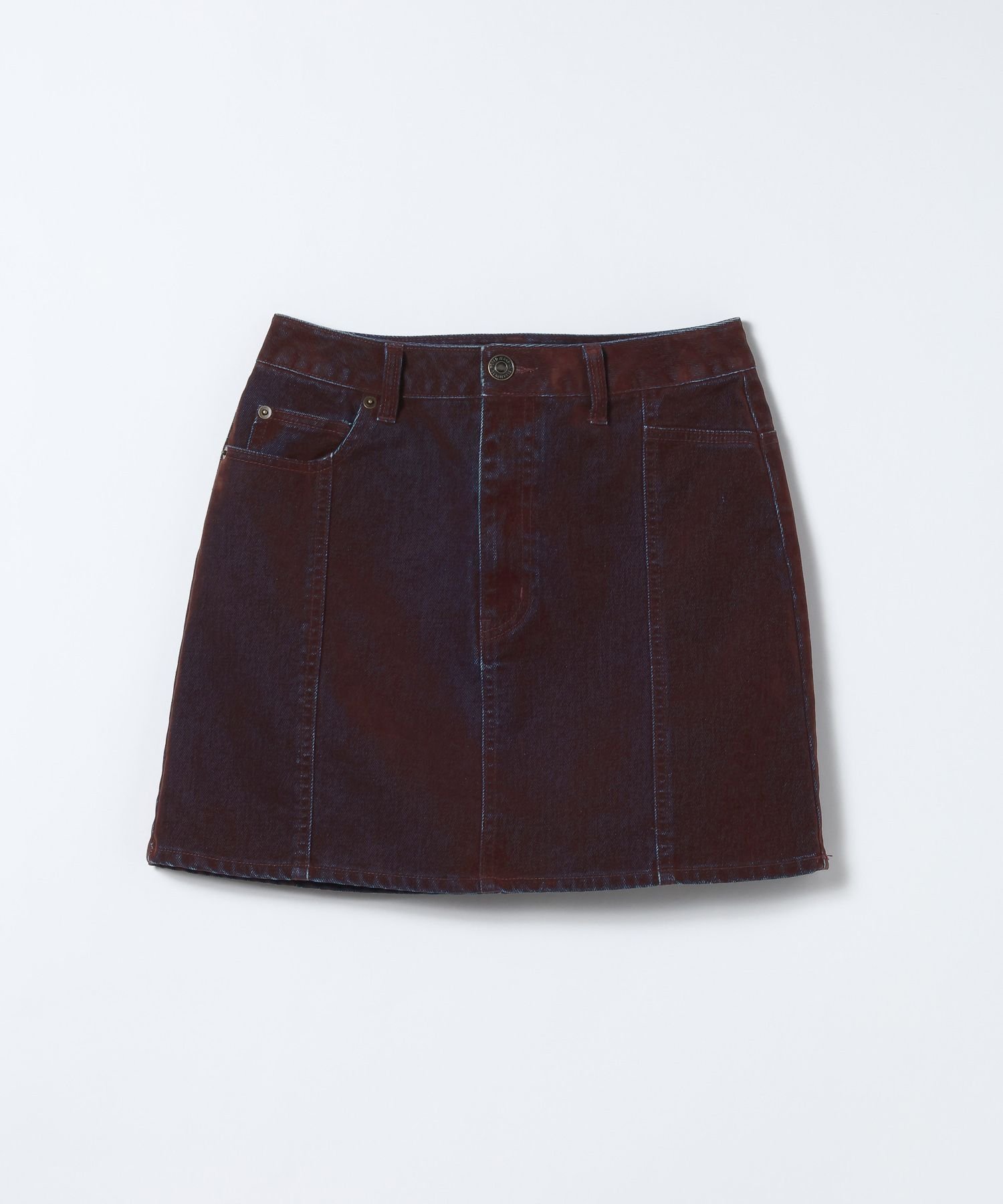 【ジーナシス/JEANASiS】のフロッキーデニムミニスカート インテリア・キッズ・メンズ・レディースファッション・服の通販 founy(ファニー) 　ファッション　Fashion　レディースファッション　Fashion for Women　スカート　Skirts　ミニスカート　Mini Skirts　コンパクト　Compact, Small Size　シャンブレー　Chambray, Denim-Like Fabric　シューズ　Shoes, Footwear　シンプル　Simple, Minimal　タイツ　Tights, Legwear　デニム　Denim, Jeans Material　台形　A-Line, Trapezoid Shape　フラット　Flat, Flat Shoes　ベルベット　Velvet, Velvety　ボトム　Bottoms, Lower Wear　ミドル　Middle Length, Mid Height　ミニスカート　Mini Skirt, Short Skirt　ルーズ　Loose, Oversized　ロング　Long, Long-Length　おすすめ　Recommended / Our Picks　レッド系その他|ID: prp329100004815522 ipo3291000000034976377