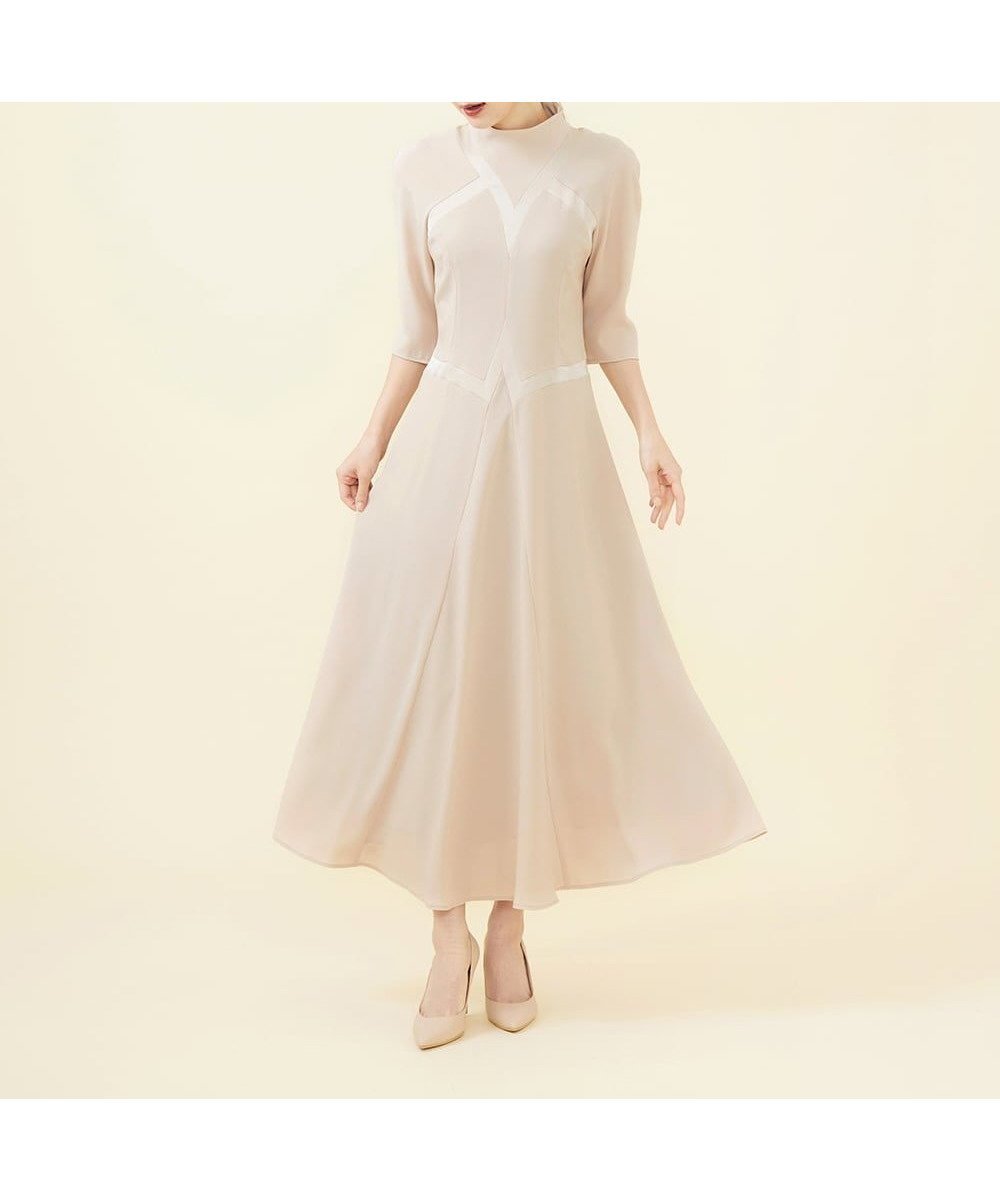 【シビラ/SYBILLA】の【SMART DRESS】サテンカットワークドレス インテリア・キッズ・メンズ・レディースファッション・服の通販 founy(ファニー) 　ファッション　Fashion　レディースファッション　Fashion for Women　ワンピース　Dresses　フォーマル・パーティードレス・結婚式用ドレス　Elegant & Casual Dresses　エレガント 上品　Elegant　コレクション　Collection, Seasonal Line　コンパクト　Compact, Small Size　サテン　Satin, Glossy Fabric　センター　Center, Center Line　ドレス　Dress, One-Piece　バイアス　Bias, Diagonal Cut　バランス　Balance, Style Balance　フレア　Flare, Flared　ボトルネック　Bottle Neck, Mock Neck　モノトーン　Monotone, Black and White　ロング　Long, Long-Length　ベージュ|ID: prp329100004815549 ipo3291000000034976653
