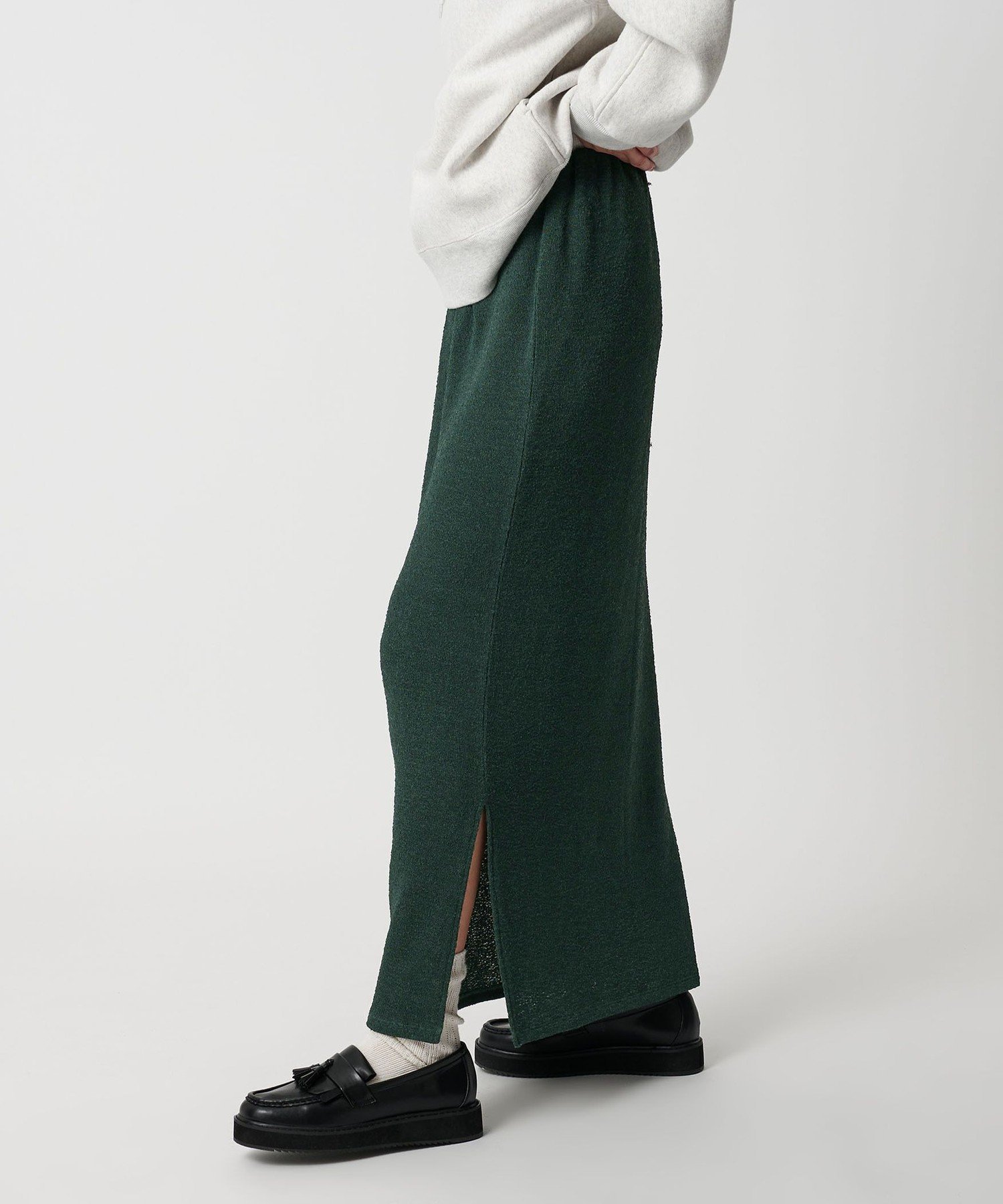 【シテン/CITEN】のCITEN ブークレカットナロースカート インテリア・キッズ・メンズ・レディースファッション・服の通販 founy(ファニー) 　ファッション　Fashion　レディースファッション　Fashion for Women　スカート　Skirts　秋　Autumn　カットソー　Cut and Sewn Top　シンプル　Simple, Minimal　スウェット / スエット　Sweatshirt, Sweatwear　スリット　Slit, Slit Detail　フィット　Fit, Slim Fit　マニッシュ　Mannish, Boyish　ルーズ　Loose, Oversized　ループ　Loop, Loop Knit　おすすめ　Recommended / Our Picks　DK.GREEN|ID: prp329100004815565 ipo3291000000034976771