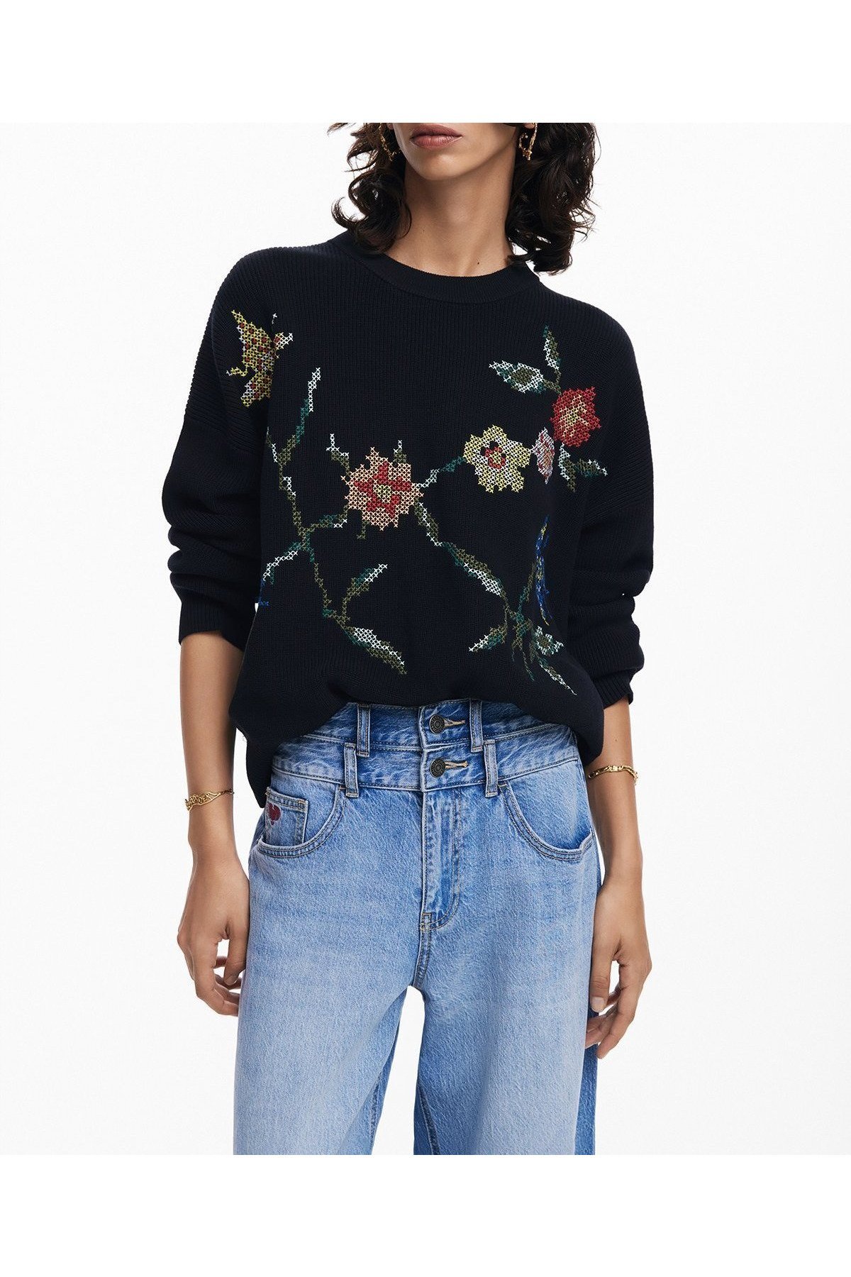 【デシグアル/Desigual】のJERSMASSILIA ライトゲージプルオーバー インテリア・キッズ・メンズ・レディースファッション・服の通販 founy(ファニー) ファッション Fashion レディースファッション Fashion for Women トップス・カットソー Cut & Sew Tops カジュアルプルオーバー・ニットトップス Pullovers & Knit Tops / Casual Pullovers カラフル Colorful Design シューズ Shoes, Footwear デニム Denim, Jeans Material パターン Pattern, Design Print パッチワーク Patchwork, Mixed Fabric プリント Print, Printed Pattern メンズ Men's, Menswear グレー/ブラック/2000|ID: prp329100004815566 ipo3291000000034976781