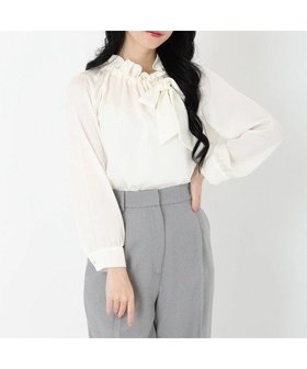 【ストロベリーフィールズ/STRAWBERRY FIELDS】のギャザーフリルリボンブラウス 人気、トレンドファッション・服の通販 founy(ファニー) ファッション Fashion レディースファッション Fashion for Women トップス・カットソー Cut & Sew Tops シャツ・ブラウス・オフィスカジュアル Elegant Blouses & Button-Ups |ID:prp329100004815586