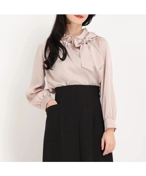 【ストロベリーフィールズ/STRAWBERRY FIELDS】のギャザーフリルリボンブラウス インテリア・キッズ・メンズ・レディースファッション・服の通販 founy(ファニー) 　ファッション　Fashion　レディースファッション　Fashion for Women　トップス・カットソー　Cut & Sew Tops　シャツ・ブラウス・オフィスカジュアル　Elegant Blouses & Button-Ups　ピンク|ID: prp329100004815586 ipo3291000000034976986