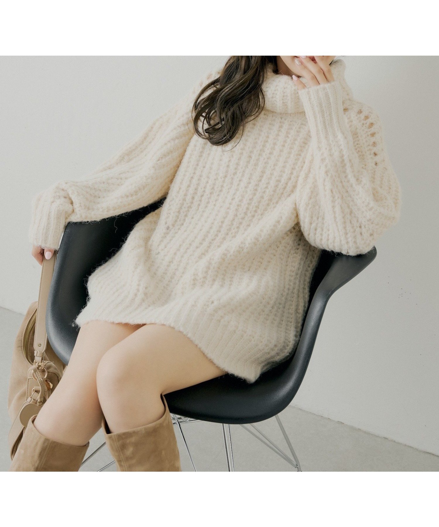 【パルグループ/PAL GROUP】の【Chico】タートルルーズニットワンピース インテリア・キッズ・メンズ・レディースファッション・服の通販 founy(ファニー) 　ファッション　Fashion　レディースファッション　Fashion for Women　ワンピース　Dresses　ニットワンピース　Knit Dresses　タートルネック　Turtleneck, High Neck　トレンド　Trend, Trending Now　ロング　Long, Long-Length　おすすめ　Recommended / Our Picks　アイボリー|ID: prp329100004815644 ipo3291000000034977315