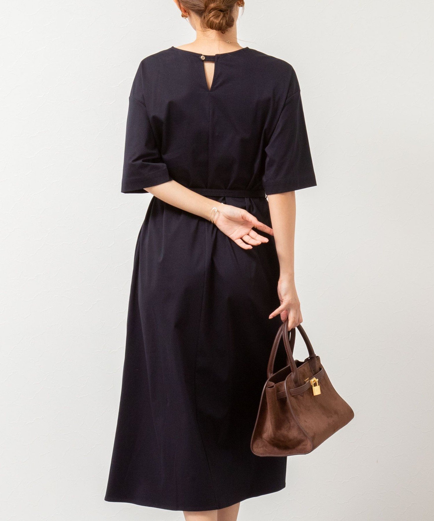 【ノーリーズ/NOLLEY'S】のウォッシャブルシルケットスムース5分袖ワンピース インテリア・キッズ・メンズ・レディースファッション・服の通販 founy(ファニー) 　ファッション　Fashion　レディースファッション　Fashion for Women　ワンピース　Dresses　2025年　2025　2025-2026秋冬・A/W　Autumn/Winter 2025–26 AW25–26　おすすめ　Recommended / Our Picks　カットソー　Cut and Sewn Top　ジャケット　Jacket, Outerwear　リラックス　Relax, Relaxed Fit　エレガント 上品　Elegant　ビジネス 仕事 通勤　Business / Work / Commuting　旅行　Travel　ネイビー|ID: prp329100004815693 ipo3291000000034977812