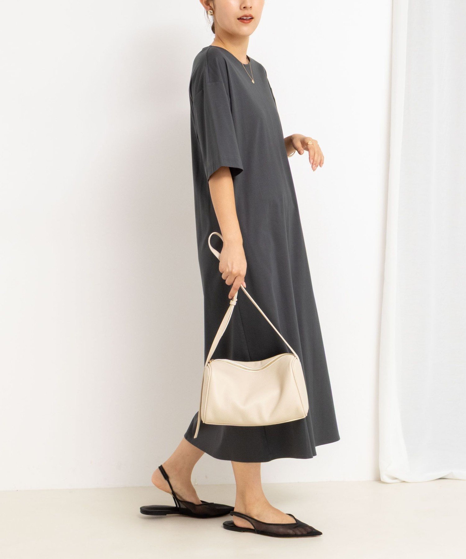 【ノーリーズ/NOLLEY'S】のウォッシャブルシルケットスムース5分袖ワンピース インテリア・キッズ・メンズ・レディースファッション・服の通販 founy(ファニー) 　ファッション　Fashion　レディースファッション　Fashion for Women　ワンピース　Dresses　2025年　2025　2025-2026秋冬・A/W　Autumn/Winter 2025–26 AW25–26　おすすめ　Recommended / Our Picks　カットソー　Cut and Sewn Top　ジャケット　Jacket, Outerwear　リラックス　Relax, Relaxed Fit　エレガント 上品　Elegant　ビジネス 仕事 通勤　Business / Work / Commuting　旅行　Travel　チャコールグレー|ID: prp329100004815693 ipo3291000000034977814