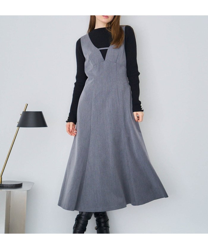 【ノエラ/Noela】のデザインネックジャンスカ インテリア・キッズ・メンズ・レディースファッション・服の通販 founy(ファニー) https://founy.com/ ファッション Fashion レディースファッション Fashion for Women カッティング Cutting Detail フォルム Silhouette, Form フレア Flare, Flared ポケット Pocket, Pocket Detail |ID: prp329100004815695 ipo3291000000035198980