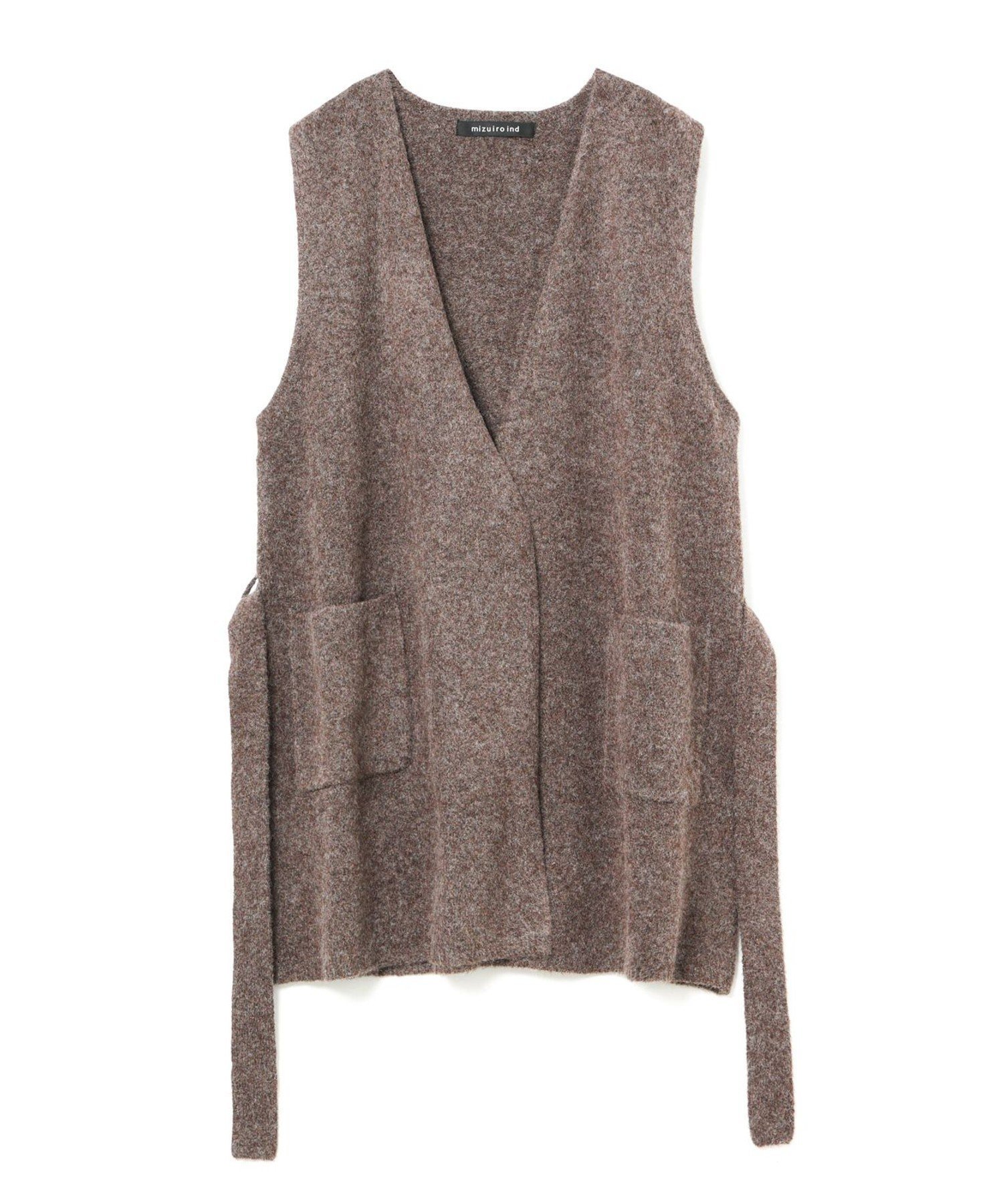 【マーコート/MARcourt】のmizuiro ind ベルト付きVネックジレ インテリア・キッズ・メンズ・レディースファッション・服の通販 founy(ファニー) 　ファッション　Fashion　レディースファッション　Fashion for Women　アウター　Coat / Outerwear Collection　トップス・カットソー　Cut & Sew Tops　ベスト&ジレ / 重ね着スタイル　Vests & Gilets　Vネックトップス　V-Neck Tops / V-Cut Neckline Shirts　ベルト&ウエストマーク　Belts & Waist Accessories　ノースリーブ　Sleeveless, No-Sleeve　ポケット　Pocket, Pocket Detail　冬　Winter / This Winter　無地　Plain, Solid Color　ブラウン|ID: prp329100004815697 ipo3291000000034977863