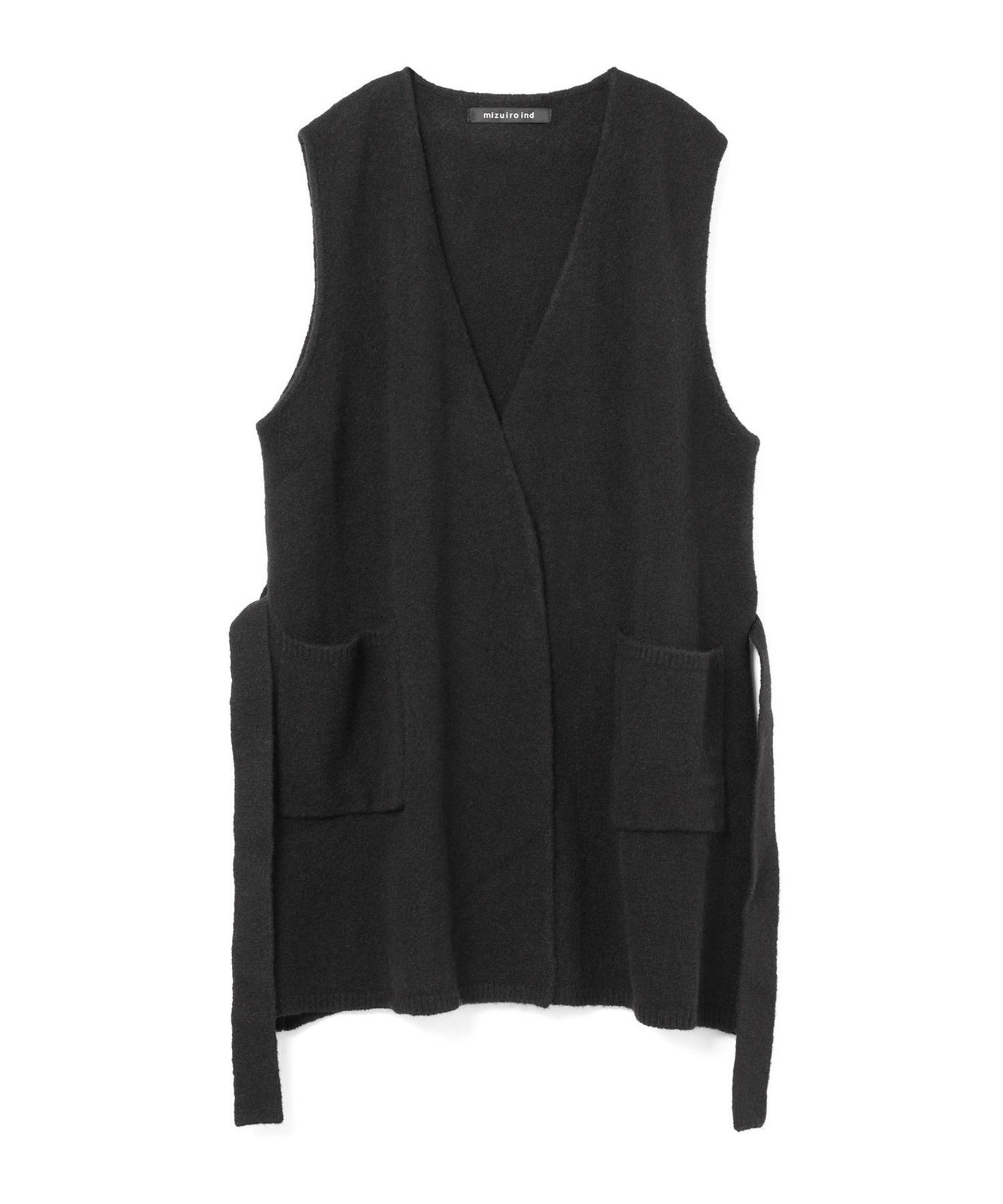 【マーコート/MARcourt】のmizuiro ind ベルト付きVネックジレ インテリア・キッズ・メンズ・レディースファッション・服の通販 founy(ファニー) 　ファッション　Fashion　レディースファッション　Fashion for Women　アウター　Coat / Outerwear Collection　トップス・カットソー　Cut & Sew Tops　ベスト&ジレ / 重ね着スタイル　Vests & Gilets　Vネックトップス　V-Neck Tops / V-Cut Neckline Shirts　ベルト&ウエストマーク　Belts & Waist Accessories　ノースリーブ　Sleeveless, No-Sleeve　ポケット　Pocket, Pocket Detail　冬　Winter / This Winter　無地　Plain, Solid Color　ブラック|ID: prp329100004815697 ipo3291000000034977866