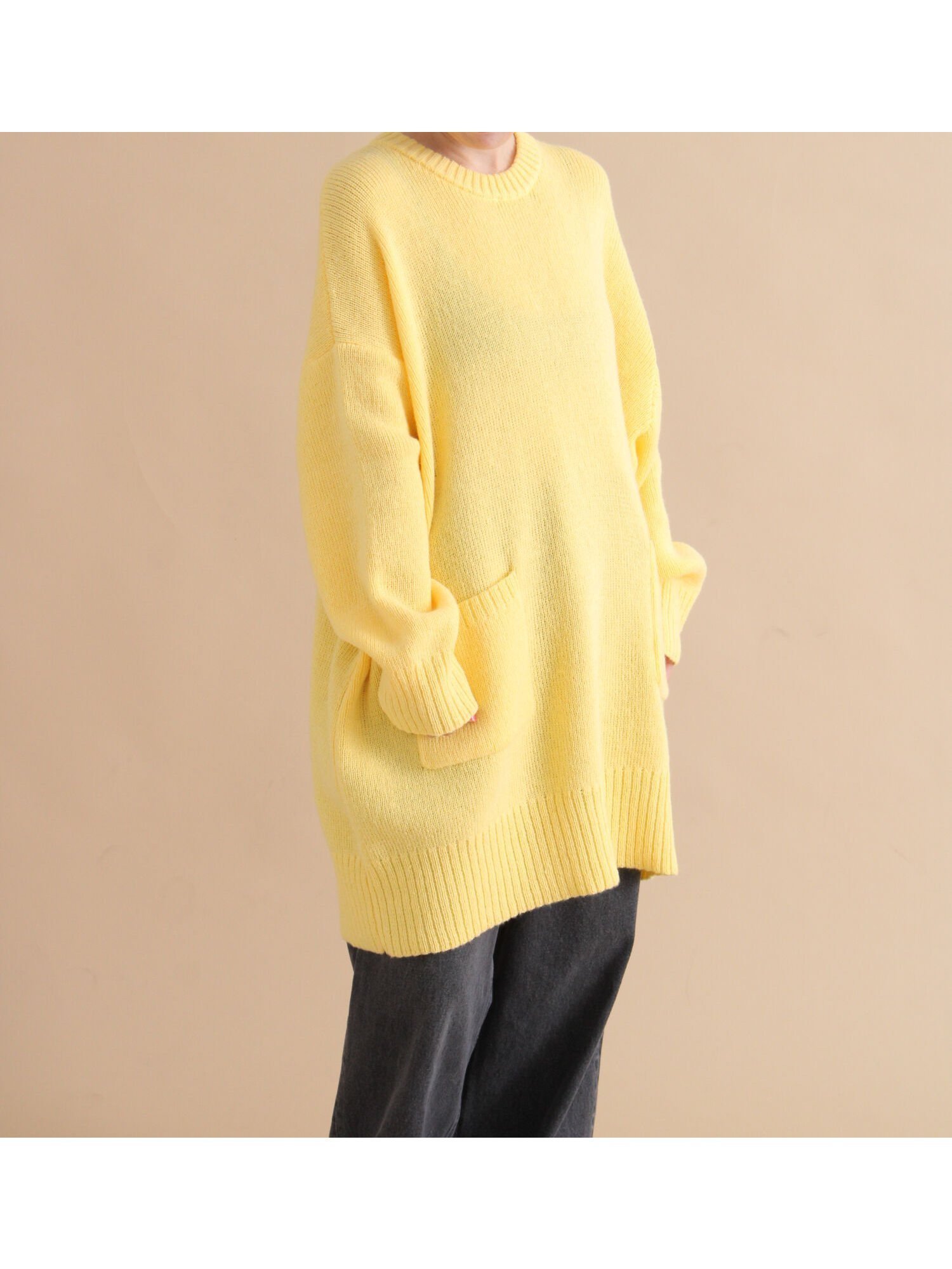 【サマンサモスモス/Samansa Mos2】のモヘヤライクニットチュニックワンピース インテリア・キッズ・メンズ・レディースファッション・服の通販 founy(ファニー) 　ファッション　Fashion　レディースファッション　Fashion for Women　ワンピース　Dresses　チュニック　Tunic Tops & Dresses　おすすめ　Recommended / Our Picks　チュニック　Tunic, Long Top　フロント　Front, Front Design　ポケット　Pocket, Pocket Detail　イエロー|ID: prp329100004815730 ipo3291000000034978406