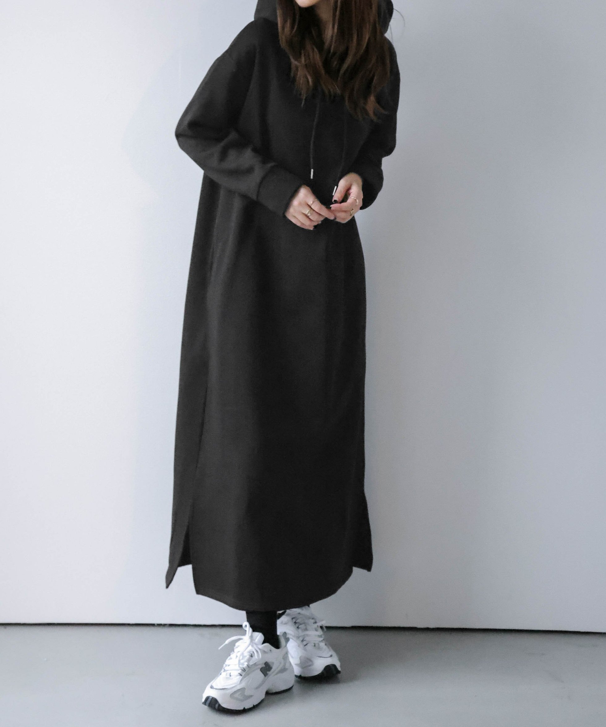【ラジュール/Lajour】の裏起毛フーディーワンピース インテリア・キッズ・メンズ・レディースファッション・服の通販 founy(ファニー) 　ファッション　Fashion　レディースファッション　Fashion for Women　ワンピース　Dresses　スウェット / スエット　Sweatshirt, Sweatwear　ストレート　Straight, Straight Cut　楽ちん　Easy Fit, Comfortable　ブラック|ID: prp329100004815736 ipo3291000000034978493