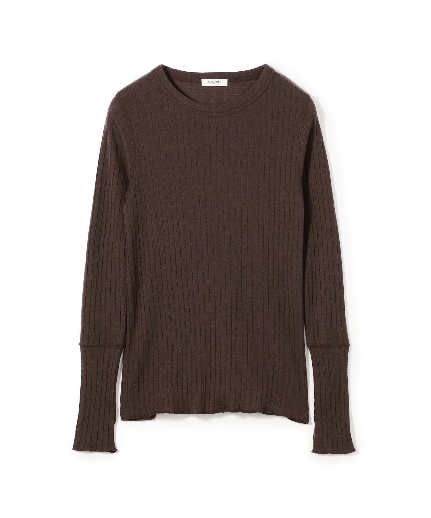 【トゥモローランド/TOMORROWLAND】のウールリブ クルーネックプルオーバー インテリア・キッズ・メンズ・レディースファッション・服の通販 founy(ファニー) 　ファッション　Fashion　レディースファッション　Fashion for Women　トップス・カットソー　Cut & Sew Tops　カジュアルプルオーバー・ニットトップス　Pullovers & Knit Tops / Casual Pullovers　インナー　Innerwear　コンパクト　Compact, Small Size　ジャケット　Jacket, Outerwear　スリット　Slit, Slit Detail　定番　Standard, Basic Item　49 ダークブラウン|ID: prp329100004815754 ipo3291000000034978627