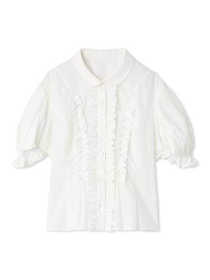 【リリーブラウン/Lily Brown】のフリルレースアップブラウス インテリア・キッズ・メンズ・レディースファッション・服の通販 founy(ファニー) 　雑誌掲載アイテム　Magazine Picks & Fashion Features　ファッション雑誌　Fashion Magazines　スウィート　Sweet　ヴィヴィ　ViVi　ファッション　Fashion　レディースファッション　Fashion for Women　トップス・カットソー　Cut & Sew Tops　シャツ・ブラウス・オフィスカジュアル　Elegant Blouses & Button-Ups　9月号　September Issue　切替　Switching, Contrast Panel　10月号　October Issue　スマート　Smart, Elegant　スリーブ　Sleeve, Long Sleeve / Short Sleeve　雑誌　Magazine, Fashion Magazine　フェミニン　Feminine, Girly　フリル　Frill, Ruffle　フロント　Front, Front Design　レース　Lace, Lace Fabric　WHT[001]|ID: prp329100004815768 ipo3291000000034978796