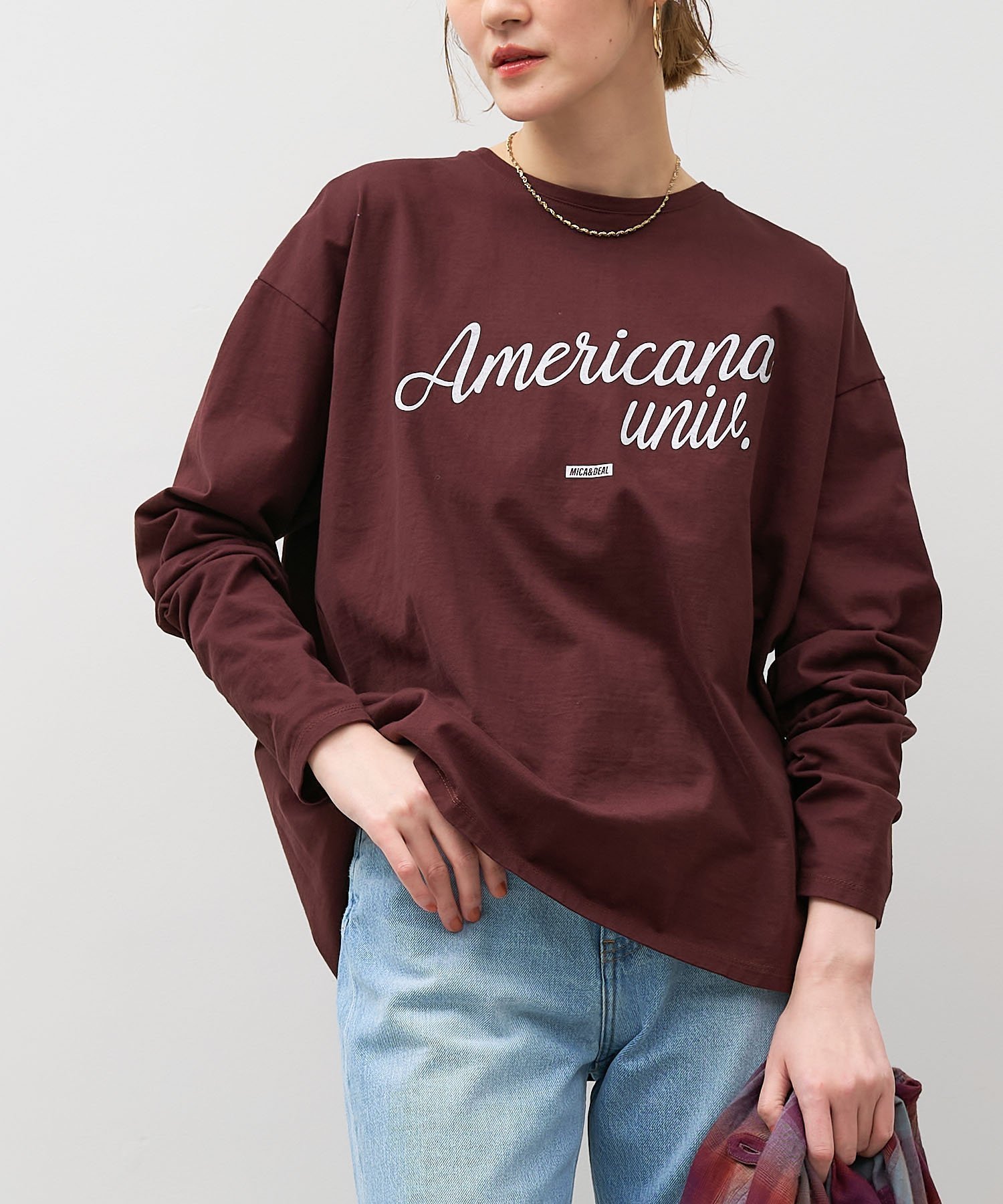 【マイカ ディール/MICA & DEAL】の【AMERICANA*MICA DEAL】15th ANNIVERSARY ロングスリーブT-shirt インテリア・キッズ・メンズ・レディースファッション・服の通販 founy(ファニー) 　ファッション　Fashion　レディースファッション　Fashion for Women　トップス・カットソー　Cut & Sew Tops　シャツ・ブラウス・オフィスカジュアル　Elegant Blouses & Button-Ups　ロングTシャツ・Tシャツ　Longline T-Shirts & Tees　アクセサリー　Fashion Accessories　春　Spring　秋　Autumn　カットソー　Cut and Sewn Top　シアー　Sheer, See-Through　スリーブ　Sleeve, Long Sleeve / Short Sleeve　デニム　Denim, Jeans Material　定番　Standard, Basic Item　フェミニン　Feminine, Girly　ベーシック　Basic, Essential　ロング　Long, Long-Length　おすすめ　Recommended / Our Picks　BROWN|ID: prp329100004815786 ipo3291000000034979001