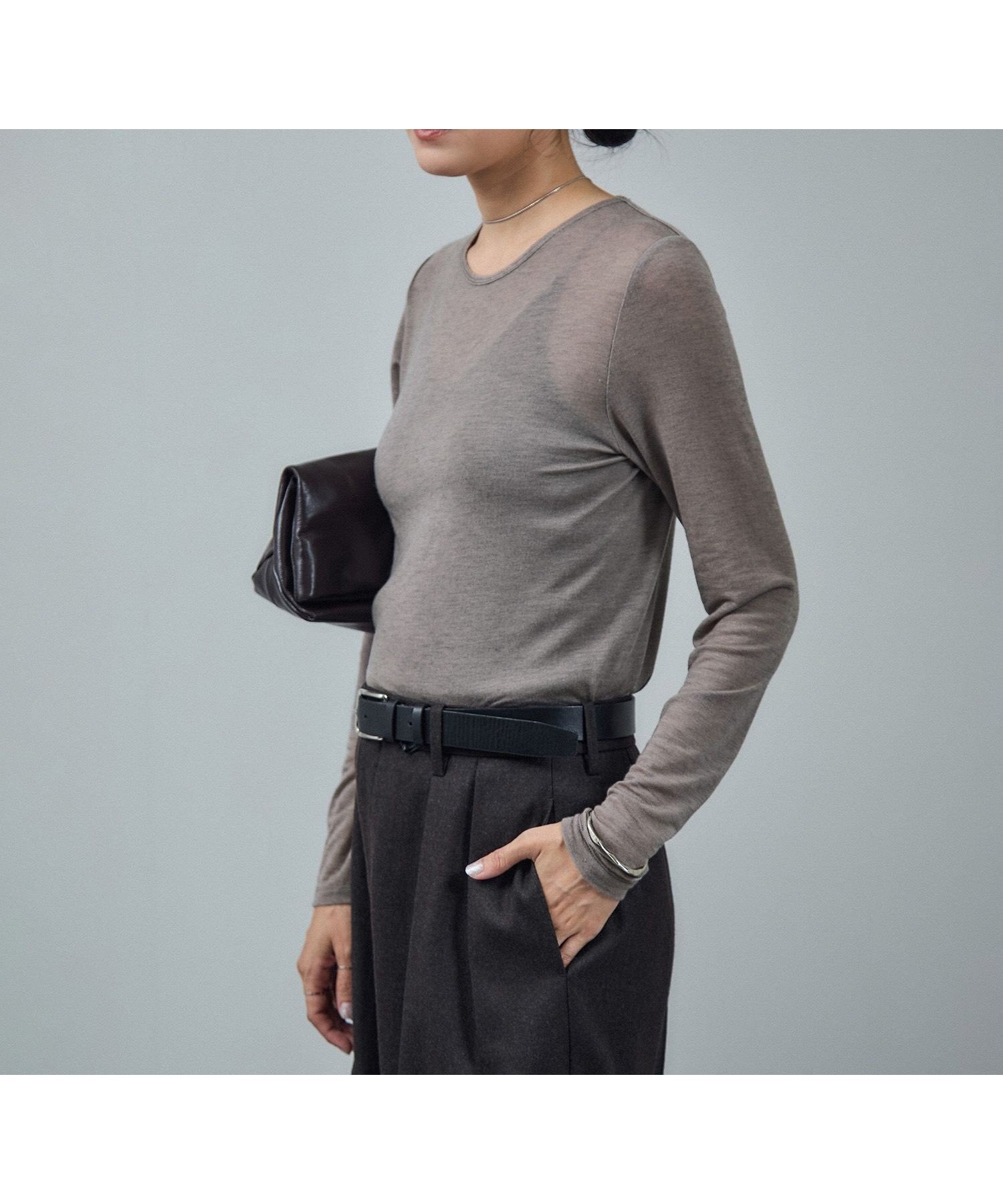 【サロン アダム エ ロペ/SALON adam et rope'】のテンセルカシミヤシルクシアーロンT 人気、トレンドファッション・服の通販 founy(ファニー) 　ファッション　Fashion　レディースファッション　Fashion for Women　トップス・カットソー　Cut & Sew Tops　ロングTシャツ・Tシャツ　Longline T-Shirts & Tees　インナー　Innerwear　カットソー　Cut and Sewn Top　カーディガン　Cardigan, Knitwear　キャミソール　Camisole, Spaghetti Strap Top　シルク　Silk, 100% Silk　シンプル　Simple, Minimal　ジャケット　Jacket, Outerwear　ストレッチ　Stretch, Stretchy Fabric　デニム　Denim, Jeans Material　なめらか　Smooth, Silky Texture　ベーシック　Basic, Essential　ボトム　Bottoms, Lower Wear　ラグジュアリー　Luxury, Elegant　ワイド　Wide, Wide Fit　エレガント 上品　Elegant　 other-1|ID: prp329100004816255 ipo3291000000034982761