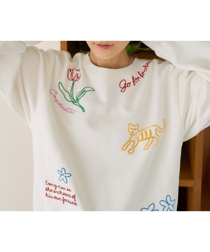 【フリークスストア/FREAK'S STORE】のチェーンステッチスウェット インテリア・キッズ・メンズ・レディースファッション・服の通販 founy(ファニー) 　ファッション　Fashion　レディースファッション　Fashion for Women　トップス・カットソー　Cut & Sew Tops　レディースパーカー・カジュアルフーディー　Casual Hoodies & Sweatshirts　スウェット・クルーネックトップス　Sweatshirts & Crewnecks / Relaxed Fit Sweat Tops　冬　Winter / This Winter　おすすめ　Recommended / Our Picks　オレンジ　Orange　カラフル　Colorful Design　コレクション　Collection, Seasonal Line　シンプル　Simple, Minimal　スウェット / スエット　Sweatshirt, Sweatwear　チェーン　Chain, Chain Strap　デニム　Denim, Jeans Material　ボトム　Bottoms, Lower Wear　リメイク　Remake, Reconstructed　再入荷　Restock / Back in Stock　A/W・秋冬　Autumn/Winter　ホワイト|ID: prp329100004816281 ipo3291000000034982988