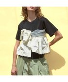 【メゾンスペシャル/MAISON SPECIAL】のDocking Twisted T-shirt 人気、トレンドファッション・服の通販 founy(ファニー) ファッション Fashion レディースファッション Fashion for Women トップス・カットソー Cut & Sew Tops シャツ・ブラウス・オフィスカジュアル Elegant Blouses & Button-Ups ロングTシャツ・Tシャツ Longline T-Shirts & Tees カットソー Cut and Sewn Top タフタ Taffeta, Structured Fabric チュール Tulip, Tulip Motif ビスチェ Bustier, Corset Top ボトム Bottoms, Lower Wear エレガント 上品 Elegant 夏 Summer thumbnail BLK|ID: prp329100004816282 ipo3291000000034982992