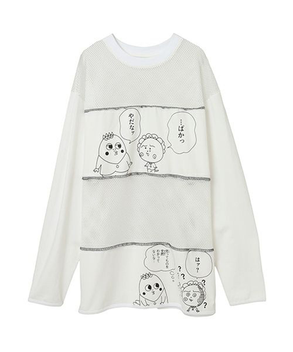 【キャンディストリッパー/Candy Stripper】のコジコジと次郎の会話 PATHED TOPS インテリア・キッズ・メンズ・レディースファッション・服の通販 founy(ファニー) 　ファッション　Fashion　レディースファッション　Fashion for Women　トップス・カットソー　Cut & Sew Tops　インナー　Innerwear　スペシャル　Special, Limited Edition　ドッキング　Docking, Mixed Material　パープル　Purple, Violet　プリント　Print, Printed Pattern　メッシュ　Mesh, Net Fabric　リメイク　Remake, Reconstructed　OFF WHITE|ID: prp329100004816342 ipo3291000000034983594