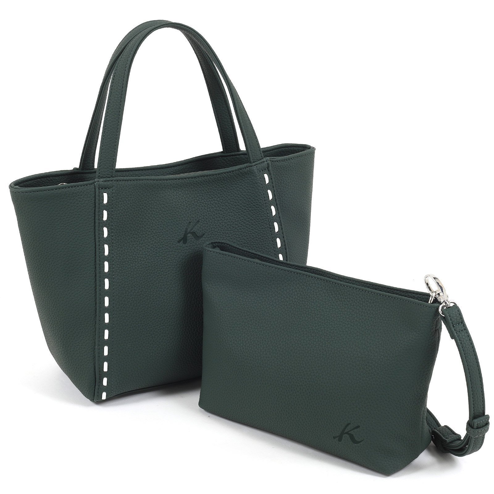 【キタムラ/Kitamura】のハンドバッグ Z-0628 インテリア・キッズ・メンズ・レディースファッション・服の通販 founy(ファニー) 　ファッション　Fashion　レディースファッション　Fashion for Women　インナー　Innerwear　ハンド　Hand, Handmade　ポケット　Pocket, Pocket Detail　ポーチ　Pouch, Small Case　マグネット　Magnet, Magnetic Closure　軽量　Lightweight, Ultra Light　ダークグリーン/ホワイト32901|ID: prp329100004816463 ipo3291000000034984447