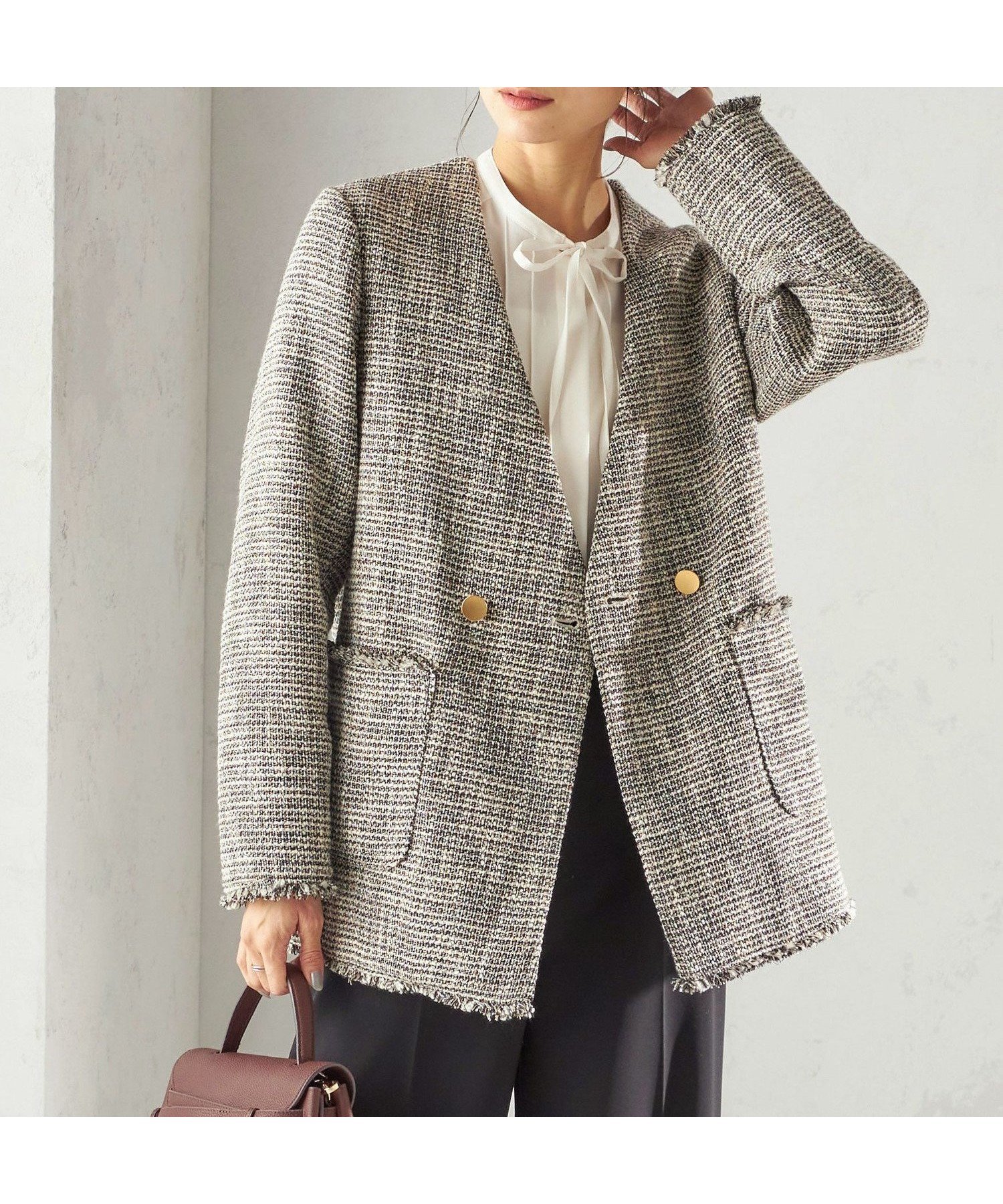 【シップス フォー ウィメン/SHIPS】のトライスピン 杢 ツイード カラーレス ジャケット(セレモニー対応可) 人気、トレンドファッション・服の通販 founy(ファニー) 　ファッション　Fashion　レディースファッション　Fashion for Women　アウター　Coat / Outerwear Collection　レディースジャケット・軽アウター　Jackets　インナー　Innerwear　ジャケット　Jacket, Outerwear　ツイード　Twill, Twill Weave　デニム　Denim, Jeans Material　バランス　Balance, Style Balance　パッチ　Patch, Appliqué　フロント　Front, Front Design　ボックス　Boxy, Box Shape　ボトム　Bottoms, Lower Wear　ポケット　Pocket, Pocket Detail　別注　Limited Edition, Custom Order　ミックス　Mix, Mixed Style　メタル　Metal, Metal Parts　おすすめ　Recommended / Our Picks　セレモニー　Ceremony　入学式　Entrance Ceremony　卒業式　Graduation Ceremony　2026年　2026　 other-1|ID: prp329100004816474 ipo3291000000034984546
