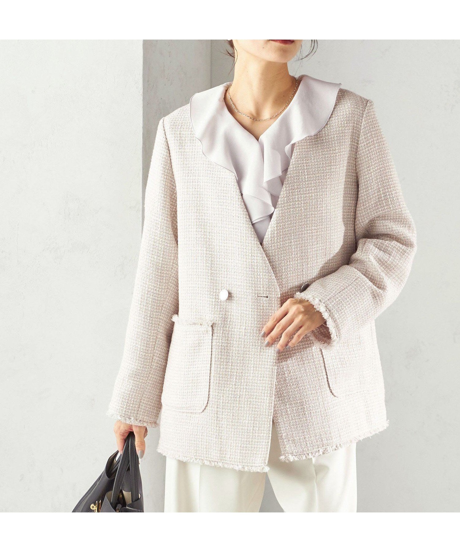【シップス フォー ウィメン/SHIPS】のトライスピン 杢 ツイード カラーレス ジャケット(セレモニー対応可) インテリア・キッズ・メンズ・レディースファッション・服の通販 founy(ファニー) 　ファッション　Fashion　レディースファッション　Fashion for Women　アウター　Coat / Outerwear Collection　レディースジャケット・軽アウター　Jackets　インナー　Innerwear　ジャケット　Jacket, Outerwear　ツイード　Twill, Twill Weave　デニム　Denim, Jeans Material　バランス　Balance, Style Balance　パッチ　Patch, Appliqué　フロント　Front, Front Design　ボックス　Boxy, Box Shape　ボトム　Bottoms, Lower Wear　ポケット　Pocket, Pocket Detail　別注　Limited Edition, Custom Order　ミックス　Mix, Mixed Style　メタル　Metal, Metal Parts　おすすめ　Recommended / Our Picks　セレモニー　Ceremony　入学式　Entrance Ceremony　卒業式　Graduation Ceremony　2026年　2026　ライトグレー|ID: prp329100004816474 ipo3291000000034984548
