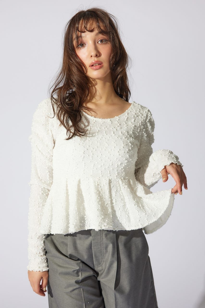 【リエンダ/rienda】のカットレースペプラムトップス 人気、トレンドファッション・服の通販 founy(ファニー) 　ファッション　Fashion　レディースファッション　Fashion for Women　トップス・カットソー　Cut & Sew Tops　ギャザー　Gathered, Ruffled　スパンコール　Sequins, Sequin Embellishment　タイトスカート　Pencil Skirt, Tight Skirt　デニム　Denim, Jeans Material　フェミニン　Feminine, Girly　フリル　Frill, Ruffle　ペプラム　Peplum, Flared Hem　リラックス　Relax, Relaxed Fit　再入荷　Restock / Back in Stock　 other-1|ID: prp329100004816484 ipo3291000000034984658