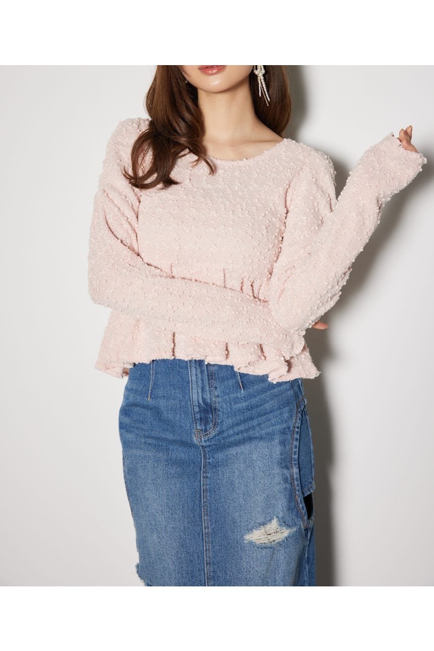 【リエンダ/rienda】のカットレースペプラムトップス インテリア・キッズ・メンズ・レディースファッション・服の通販 founy(ファニー) 　ファッション　Fashion　レディースファッション　Fashion for Women　トップス・カットソー　Cut & Sew Tops　ギャザー　Gathered, Ruffled　スパンコール　Sequins, Sequin Embellishment　タイトスカート　Pencil Skirt, Tight Skirt　デニム　Denim, Jeans Material　フェミニン　Feminine, Girly　フリル　Frill, Ruffle　ペプラム　Peplum, Flared Hem　リラックス　Relax, Relaxed Fit　再入荷　Restock / Back in Stock　PNK|ID: prp329100004816484 ipo3291000000034984663