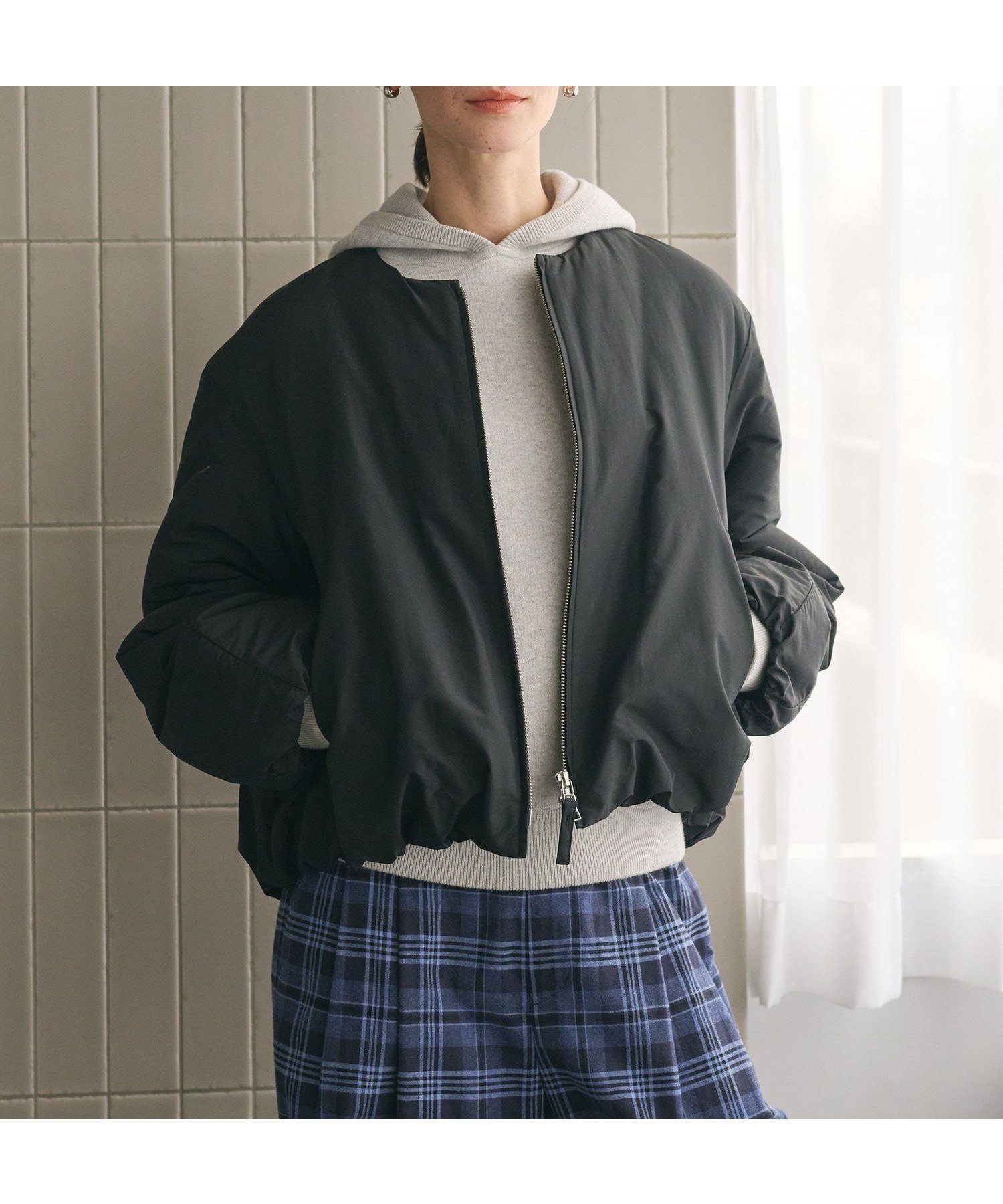 【ビューティ&ユース ユナイテッドアローズ/BEAUTY&YOUTH / UNITED ARROWS】のポリエステルブレンド ノーカラーバルーンジップブルゾン 人気、トレンドファッション・服の通販 founy(ファニー) 　ファッション　Fashion　レディースファッション　Fashion for Women　アウター　Coat / Outerwear Collection　ブルゾンジャケット・スポーティアウター　Blouson Jackets　ジップ　Zip, Zipper　スポーティ　Sporty, Casual Athletic　トレンド　Trend, Trending Now　ハーフ　Half, Half-Length　バランス　Balance, Style Balance　バルーン　Balloon, Balloon Silhouette　フォルム　Silhouette, Form　ブルゾン　Blouson, Bomber Jacket　ワイド　Wide, Wide Fit　おすすめ　Recommended / Our Picks　エレガント 上品　Elegant　 other-1|ID: prp329100004816490 ipo3291000000034984712