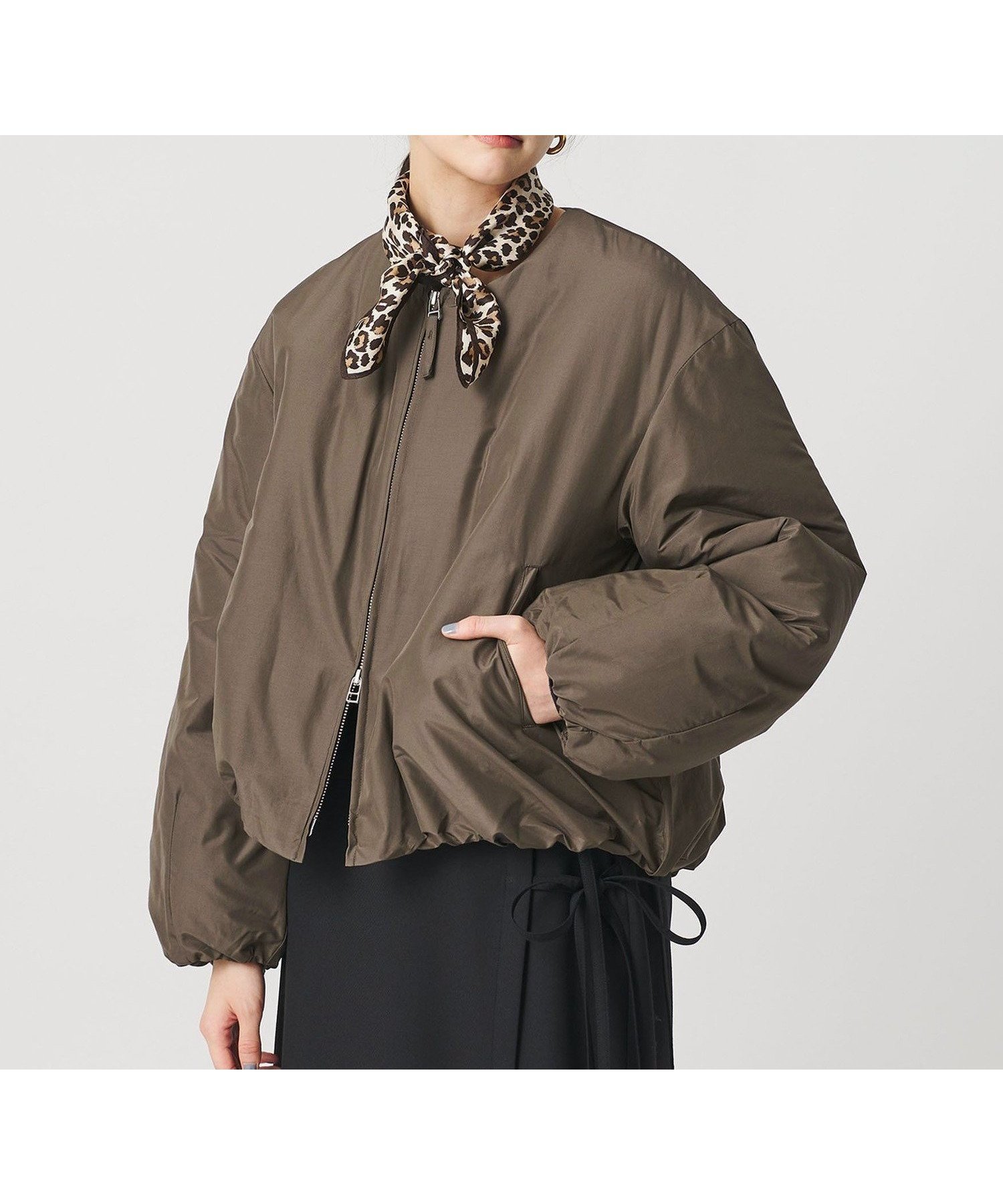 【ビューティ&ユース ユナイテッドアローズ/BEAUTY&YOUTH / UNITED ARROWS】のポリエステルブレンド ノーカラーバルーンジップブルゾン インテリア・キッズ・メンズ・レディースファッション・服の通販 founy(ファニー) 　ファッション　Fashion　レディースファッション　Fashion for Women　アウター　Coat / Outerwear Collection　ブルゾンジャケット・スポーティアウター　Blouson Jackets　ジップ　Zip, Zipper　スポーティ　Sporty, Casual Athletic　トレンド　Trend, Trending Now　ハーフ　Half, Half-Length　バランス　Balance, Style Balance　バルーン　Balloon, Balloon Silhouette　フォルム　Silhouette, Form　ブルゾン　Blouson, Bomber Jacket　ワイド　Wide, Wide Fit　おすすめ　Recommended / Our Picks　エレガント 上品　Elegant　MOCA|ID: prp329100004816490 ipo3291000000034984719