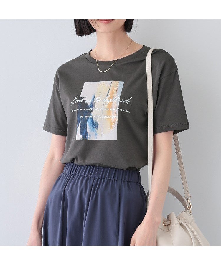 【インディヴィ/INDIVI】の【UVケア/選べるデザイン】フォト ロゴ プリントTシャツ インテリア・キッズ・メンズ・レディースファッション・服の通販 founy(ファニー) 　ファッション　Fashion　レディースファッション　Fashion for Women　トップス・カットソー　Cut & Sew Tops　シャツ・ブラウス・オフィスカジュアル　Elegant Blouses & Button-Ups　ロングTシャツ・Tシャツ　Longline T-Shirts & Tees　グラフィック　Graphic, Graphic Design　コンパクト　Compact, Small Size　ジャケット　Jacket, Outerwear　ストライプ　Stripe, Striped Pattern　スマート　Smart, Elegant　プリント　Print, Printed Pattern　ベーシック　Basic, Essential　チャコールグレー|ID: prp329100004816516 ipo3291000000034984945