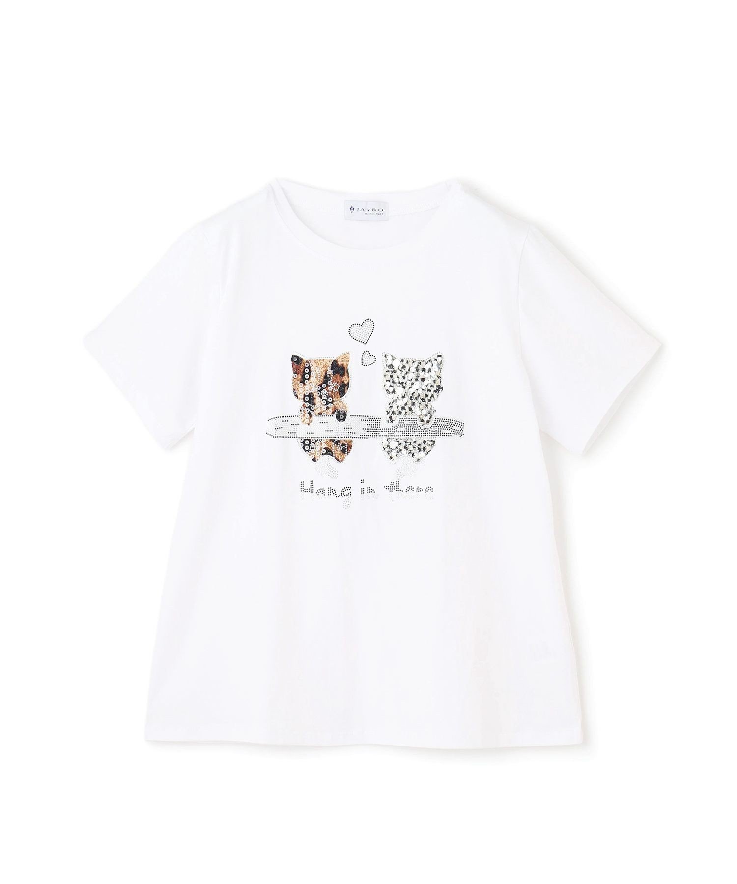 【ジャイロ/JAYRO】のスパンコールTシャツ インテリア・キッズ・メンズ・レディースファッション・服の通販 founy(ファニー) 　ファッション　Fashion　レディースファッション　Fashion for Women　トップス・カットソー　Cut & Sew Tops　シャツ・ブラウス・オフィスカジュアル　Elegant Blouses & Button-Ups　ロングTシャツ・Tシャツ　Longline T-Shirts & Tees　インナー　Innerwear　春　Spring　シンプル　Simple, Minimal　ジャケット　Jacket, Outerwear　ジーンズ　Jeans, Denim Pants　スパンコール　Sequins, Sequin Embellishment　デニム　Denim, Jeans Material　猫　Cat, Kitty　フェミニン　Feminine, Girly　フレア　Flare, Flared　ボトム　Bottoms, Lower Wear　ポケット　Pocket, Pocket Detail　半袖　Short Sleeve, Half Sleeve　マーメイド　Mermaid, Fishtail Silhouette　ワイド　Wide, Wide Fit　ワンポイント　One Point, Statement Accent　S/S・春夏　SS, Spring/Summer, Warm Season　夏　Summer　ホワイト(10)|ID: prp329100004816527 ipo3291000000034985055