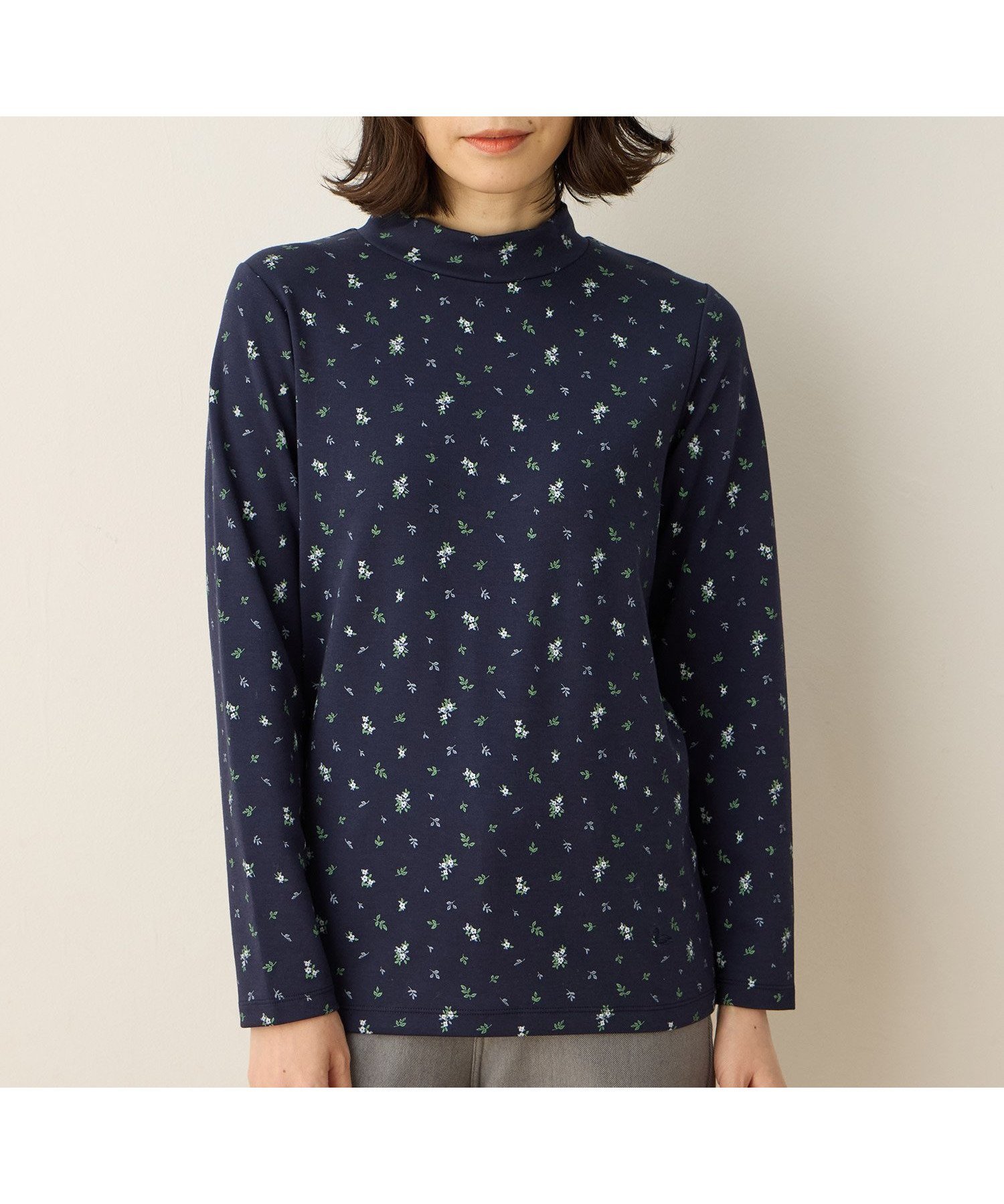 【デコイ/DECOY Since1981】のスムースプリントプルオーバー インテリア・キッズ・メンズ・レディースファッション・服の通販 founy(ファニー) 　ファッション　Fashion　レディースファッション　Fashion for Women　トップス・カットソー　Cut & Sew Tops　カジュアルプルオーバー・ニットトップス　Pullovers & Knit Tops / Casual Pullovers　インナー　Innerwear　カーディガン　Cardigan, Knitwear　ハイネック　High Neck, Mock Neck　フェミニン　Feminine, Girly　エレガント 上品　Elegant　ネイビー|ID: prp329100004816530 ipo3291000000034985081