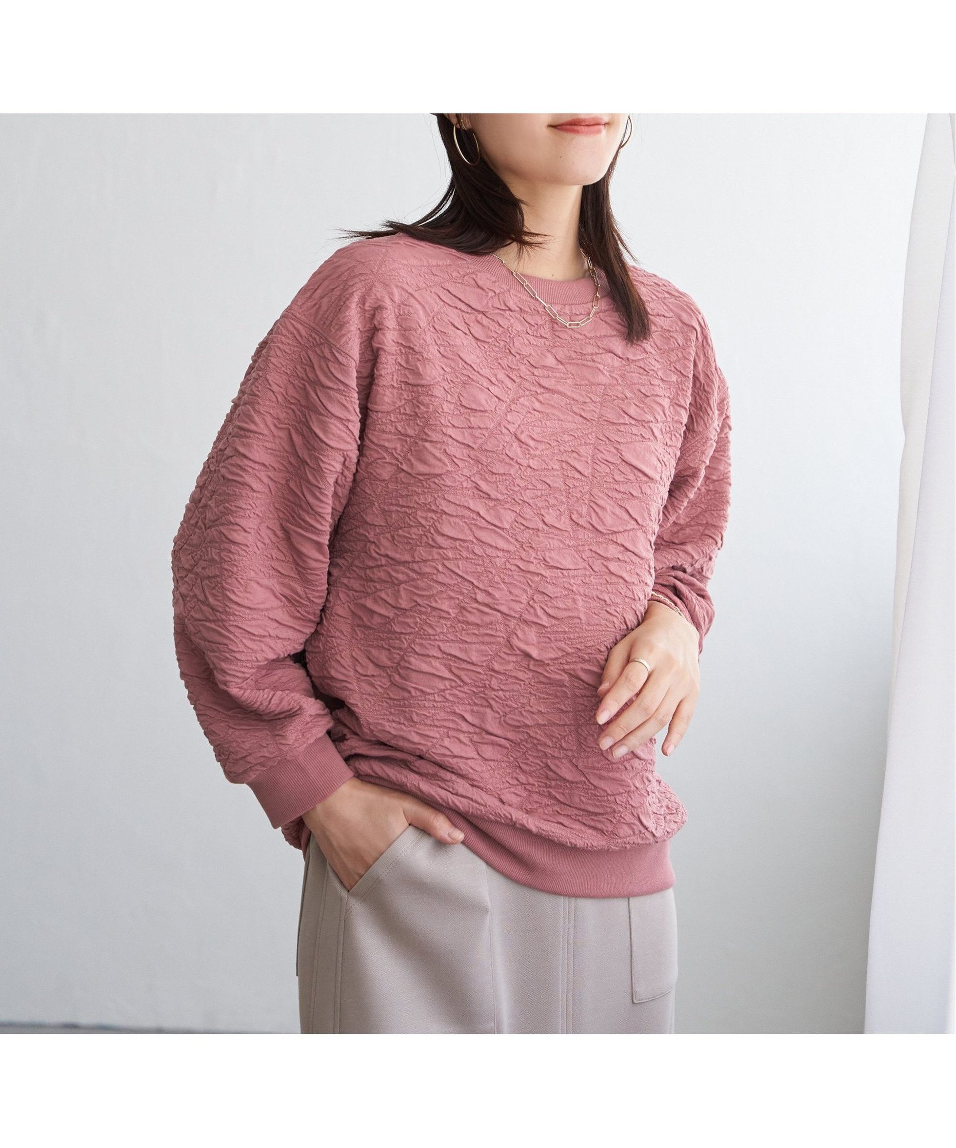 【イッカ/ikka】のフクレジャカードプルオーバー インテリア・キッズ・メンズ・レディースファッション・服の通販 founy(ファニー) 　ファッション　Fashion　レディースファッション　Fashion for Women　トップス・カットソー　Cut & Sew Tops　カジュアルプルオーバー・ニットトップス　Pullovers & Knit Tops / Casual Pullovers　シンプル　Simple, Minimal　トレンド　Trend, Trending Now　トレーナー　Sweatshirt, Trainer　レッドケイ|ID: prp329100004816532 ipo3291000000034985089