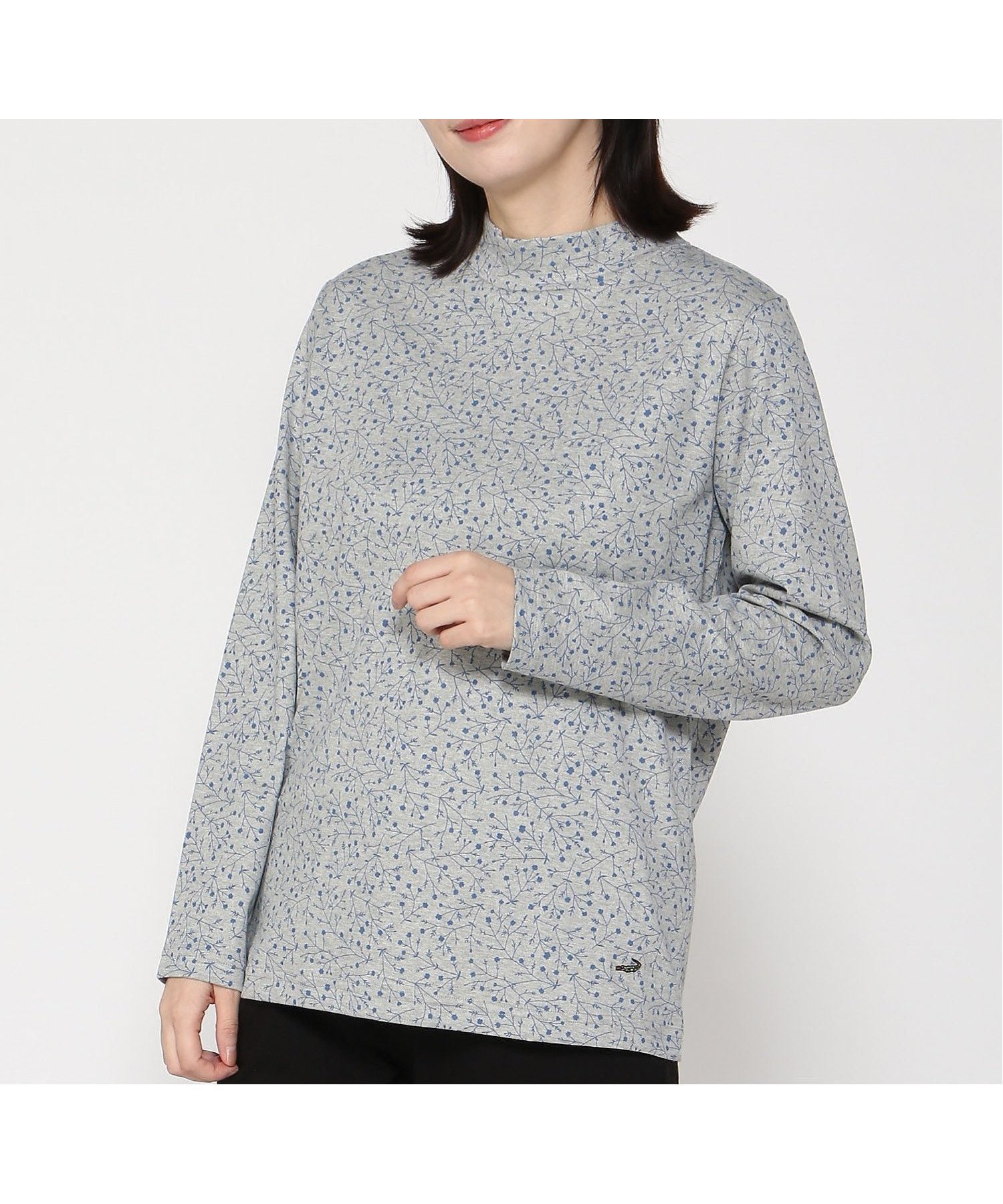 【クロコダイル/CROCODILE】の花柄プリント ハイネック プルオーバー インテリア・キッズ・メンズ・レディースファッション・服の通販 founy(ファニー) 　ファッション　Fashion　レディースファッション　Fashion for Women　トップス・カットソー　Cut & Sew Tops　カジュアルプルオーバー・ニットトップス　Pullovers & Knit Tops / Casual Pullovers　花柄・フラワープリント・モチーフ　Floral Prints & Motifs / Flower Pattern Tops　ハイネック　High Neck, Mock Neck　プリント　Print, Printed Pattern　ラベンダー　Lavender　エレガント 上品　Elegant　冬　Winter / This Winter　グレー|ID: prp329100004816543 ipo3291000000034985243