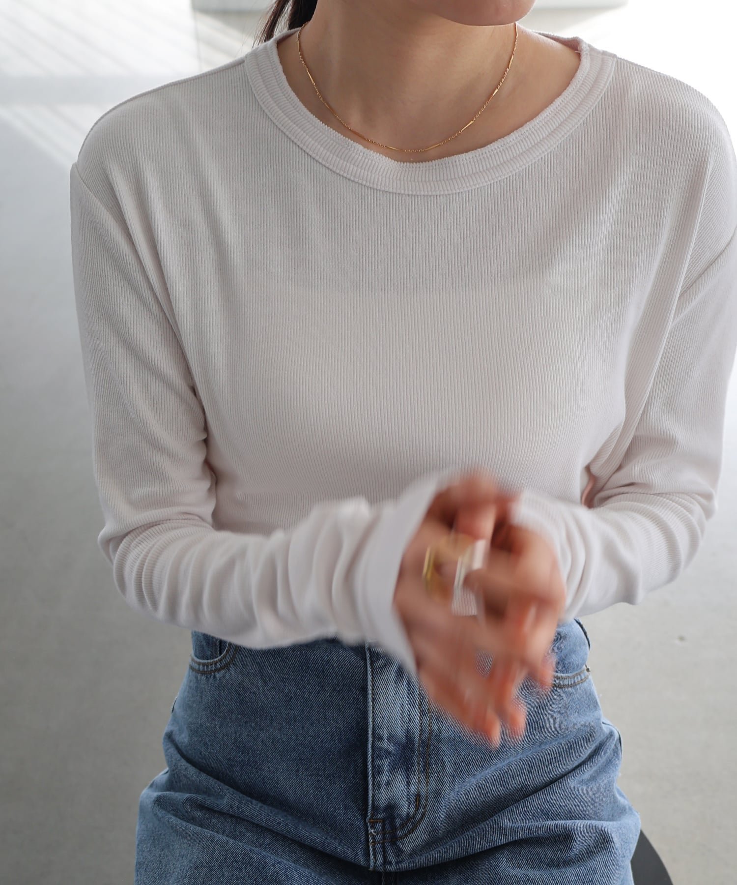 【アンドミー/andme】のテレコリブ クルーネック プルオーバー evernavy エバーネイビー インテリア・キッズ・メンズ・レディースファッション・服の通販 founy(ファニー) 　ファッション　Fashion　レディースファッション　Fashion for Women　トップス・カットソー　Cut & Sew Tops　カジュアルプルオーバー・ニットトップス　Pullovers & Knit Tops / Casual Pullovers　アクリル　Acrylic Material　インナー　Innerwear　ストレッチ　Stretch, Stretchy Fabric　デコルテ　Décolleté, Neckline　バランス　Balance, Style Balance　オフホワイト|ID: prp329100004816545 ipo3291000000034985271