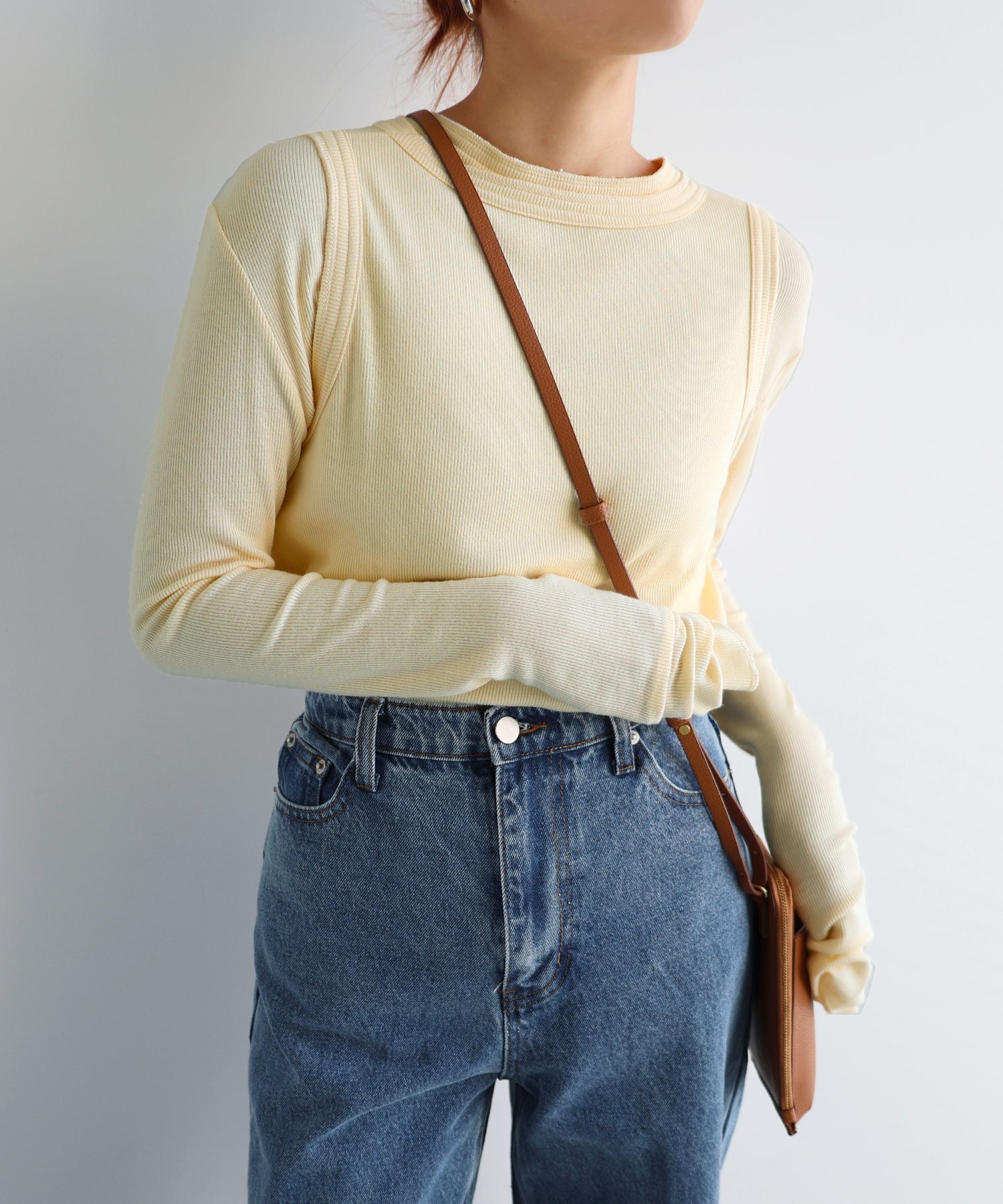 【アンドミー/andme】のテレコリブ クルーネック プルオーバー evernavy エバーネイビー インテリア・キッズ・メンズ・レディースファッション・服の通販 founy(ファニー) 　ファッション　Fashion　レディースファッション　Fashion for Women　トップス・カットソー　Cut & Sew Tops　カジュアルプルオーバー・ニットトップス　Pullovers & Knit Tops / Casual Pullovers　アクリル　Acrylic Material　インナー　Innerwear　ストレッチ　Stretch, Stretchy Fabric　デコルテ　Décolleté, Neckline　バランス　Balance, Style Balance　クリーム|ID: prp329100004816545 ipo3291000000034985273