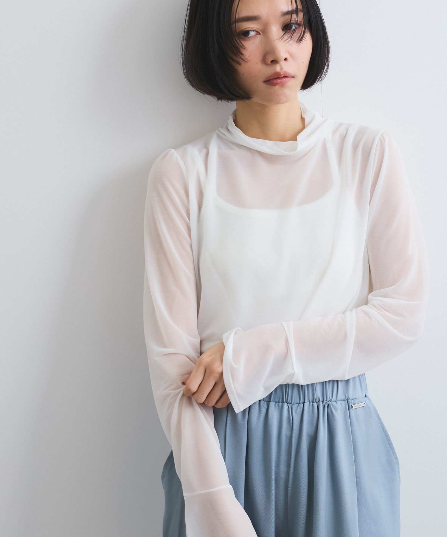 【ケティ/Ketty】のシアーハイネックカットトップス≪手洗い可能≫ 人気、トレンドファッション・服の通販 founy(ファニー) 　ファッション　Fashion　レディースファッション　Fashion for Women　トップス・カットソー　Cut & Sew Tops　インナー　Innerwear　春　Spring　ギャザー　Gathered, Ruffled　ショルダー　Shoulder, Shoulder Strap　スリーブ　Sleeve, Long Sleeve / Short Sleeve　長袖　Long Sleeve, Full Sleeve　フレア　Flare, Flared　ベスト　Vest, Waistcoat　ポケット　Pocket, Pocket Detail　無地　Plain, Solid Color　ロング　Long, Long-Length　S/S・春夏　SS, Spring/Summer, Warm Season　夏　Summer　ビジネス 仕事 通勤　Business / Work / Commuting　2025年　2025　2025春夏・S/S　Spring/Summer 2025 SS25　 other-1|ID: prp329100004816552 ipo3291000000034985341