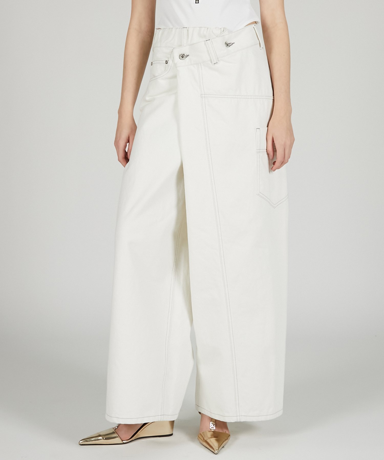 【プランク プロジェクト/PRANK PROJECT】のディフォームバギーデニムパンツ インテリア・キッズ・メンズ・レディースファッション・服の通販 founy(ファニー) 　ファッション　Fashion　レディースファッション　Fashion for Women　パンツ　Pants & Trousers　デニムパンツ・ジーンズ・美脚デニム　Denim Jeans & Pants　スタンダード　Standard, Basic　デニム　Denim, Jeans Material　フロント　Front, Front Design　ヴィンテージ　Vintage Style　WHT|ID: prp329100004816575 ipo3291000000034985473