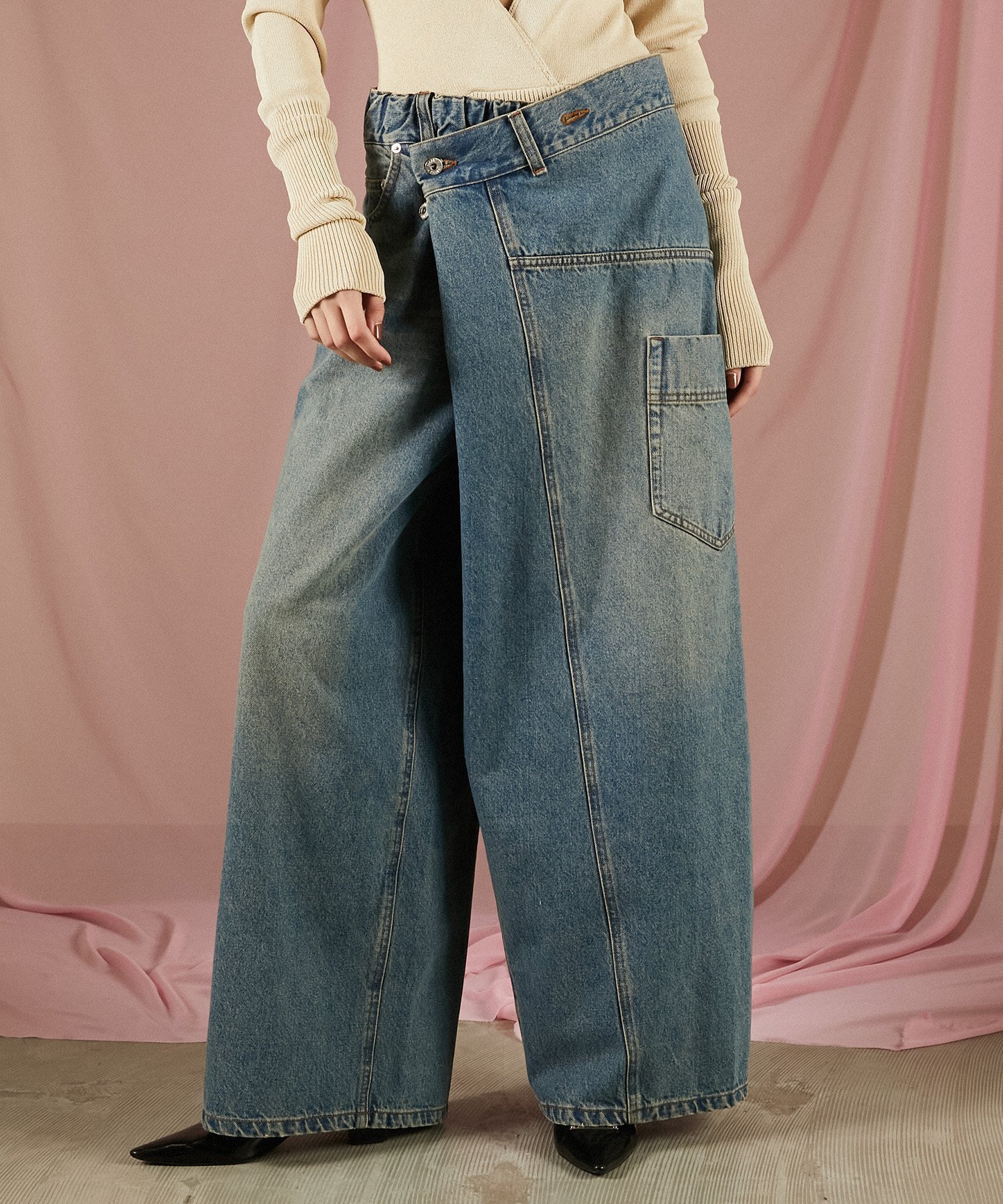 【プランク プロジェクト/PRANK PROJECT】のディフォームバギーデニムパンツ インテリア・キッズ・メンズ・レディースファッション・服の通販 founy(ファニー) 　ファッション　Fashion　レディースファッション　Fashion for Women　パンツ　Pants & Trousers　デニムパンツ・ジーンズ・美脚デニム　Denim Jeans & Pants　スタンダード　Standard, Basic　デニム　Denim, Jeans Material　フロント　Front, Front Design　ヴィンテージ　Vintage Style　BLU|ID: prp329100004816575 ipo3291000000034985474