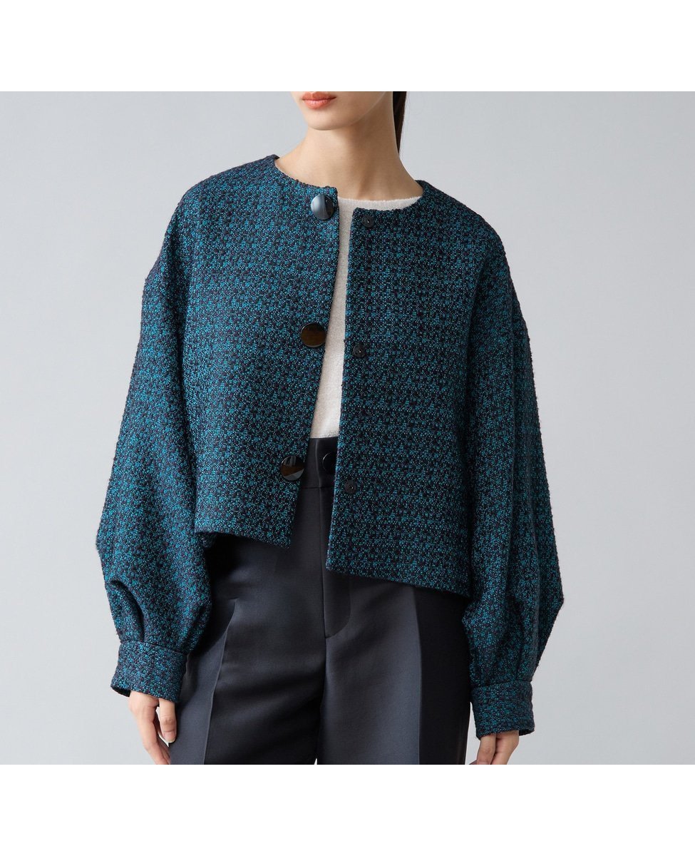 【ティアラ/Tiara】のノーカラージャケット インテリア・キッズ・メンズ・レディースファッション・服の通販 founy(ファニー) 　ファッション　Fashion　レディースファッション　Fashion for Women　アウター　Coat / Outerwear Collection　レディースジャケット・軽アウター　Jackets　ノーカラージャケット / シンプル上品コーデ　Collarless Jackets　シンプル　Simple, Minimal　ジャケット　Jacket, Outerwear　ツイード　Twill, Twill Weave　ミックス　Mix, Mixed Style　エレガント 上品　Elegant　ターコイズ|ID: prp329100004816586 ipo3291000000034985538