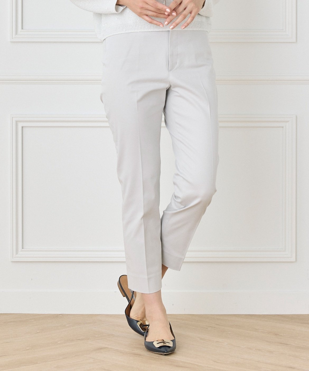 【セブンアイディコンセプト/7-IDconcept】のコットンストレッチベーシックパンツ インテリア・キッズ・メンズ・レディースファッション・服の通販 founy(ファニー) 　ファッション　Fashion　レディースファッション　Fashion for Women　パンツ　Pants & Trousers　シルク　Silk, 100% Silk　ストレッチ　Stretch, Stretchy Fabric　ストレート　Straight, Straight Cut　センター　Center, Center Line　パターン　Pattern, Design Print　ベーシック　Basic, Essential　ポケット　Pocket, Pocket Detail　定番　Standard, Basic Item　グレー|ID: prp329100004816632 ipo3291000000034985911