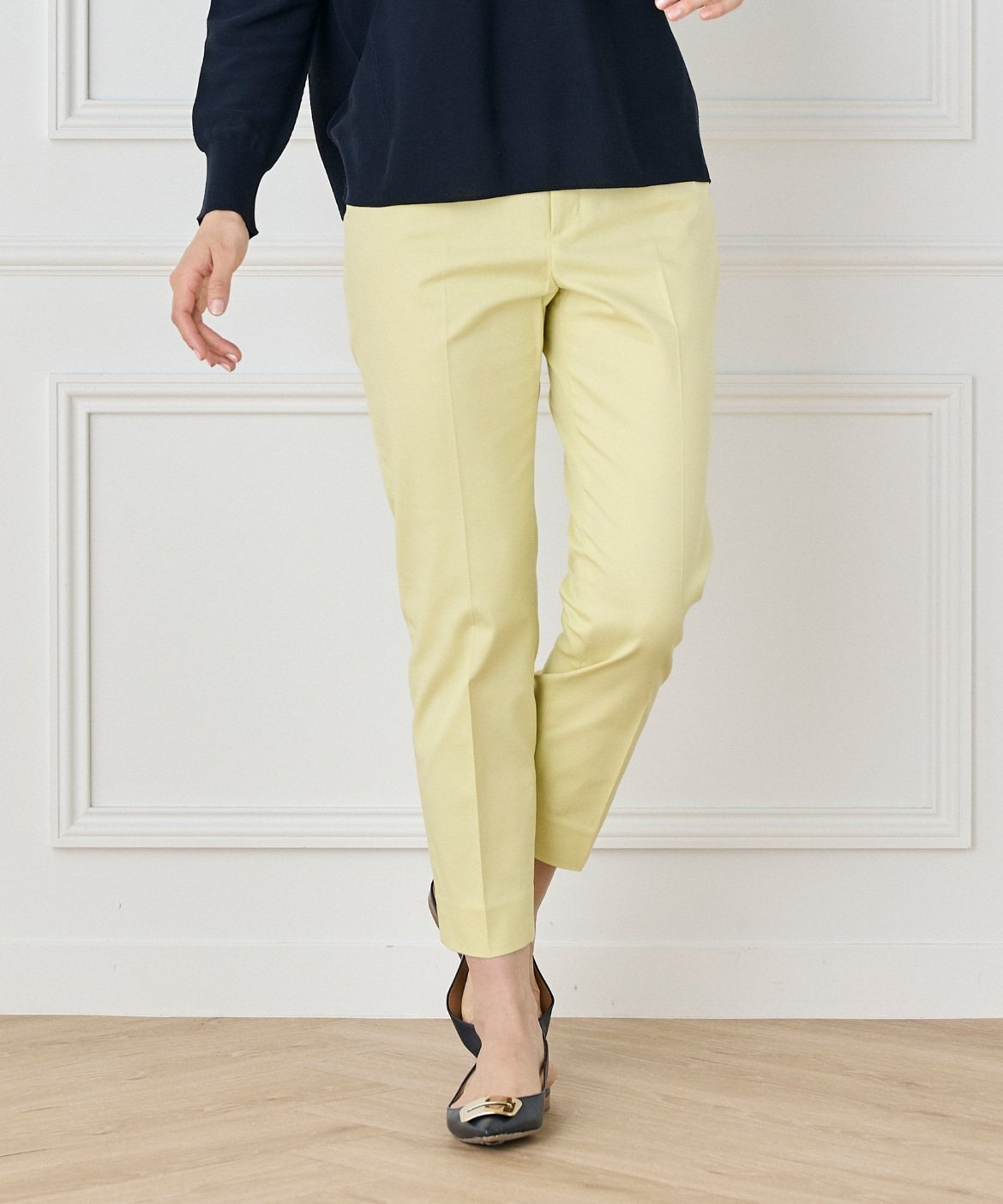 【セブンアイディコンセプト/7-IDconcept】のコットンストレッチベーシックパンツ インテリア・キッズ・メンズ・レディースファッション・服の通販 founy(ファニー) 　ファッション　Fashion　レディースファッション　Fashion for Women　パンツ　Pants & Trousers　シルク　Silk, 100% Silk　ストレッチ　Stretch, Stretchy Fabric　ストレート　Straight, Straight Cut　センター　Center, Center Line　パターン　Pattern, Design Print　ベーシック　Basic, Essential　ポケット　Pocket, Pocket Detail　定番　Standard, Basic Item　イエロー|ID: prp329100004816632 ipo3291000000034985915