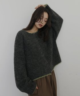 【ヘラム/hellam】のブークレクルーネックカーディガン 人気、トレンドファッション・服の通販 founy(ファニー) ファッション Fashion レディースファッション Fashion for Women トップス・カットソー Cut & Sew Tops カーディガン・羽織り Layered Style Cardigans |ID:prp329100004816633