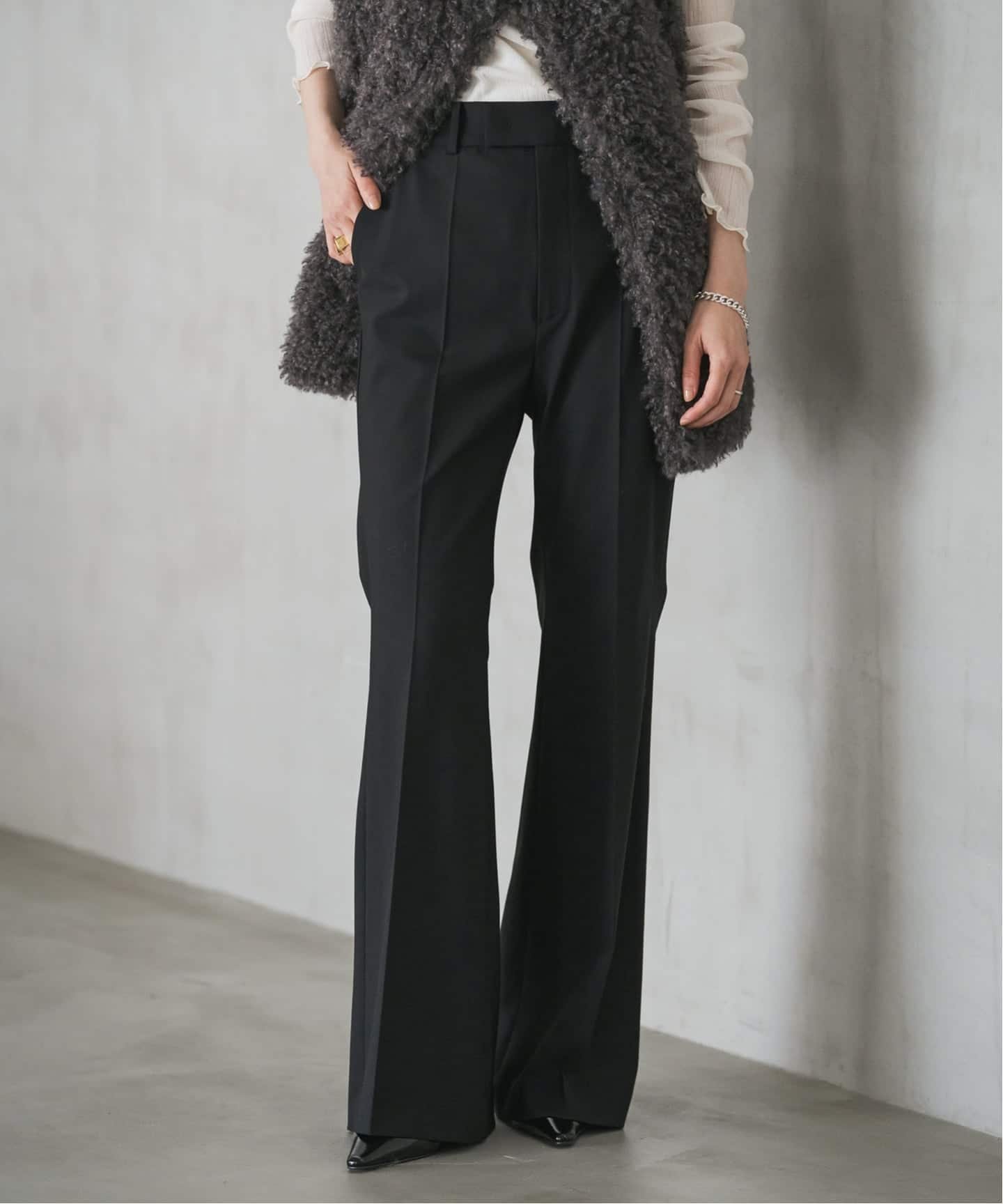 【ノーブル / スピック&スパン/NOBLE / Spick & Span】のハイストレッチナローフレアパンツ インテリア・キッズ・メンズ・レディースファッション・服の通販 founy(ファニー) 　ファッション　Fashion　レディースファッション　Fashion for Women　パンツ　Pants & Trousers　シンプル　Simple, Minimal　ストレッチ　Stretch, Stretchy Fabric　フレア　Flare, Flared　ルーズ　Loose, Oversized　ブラック|ID: prp329100004816638 ipo3291000000034985973