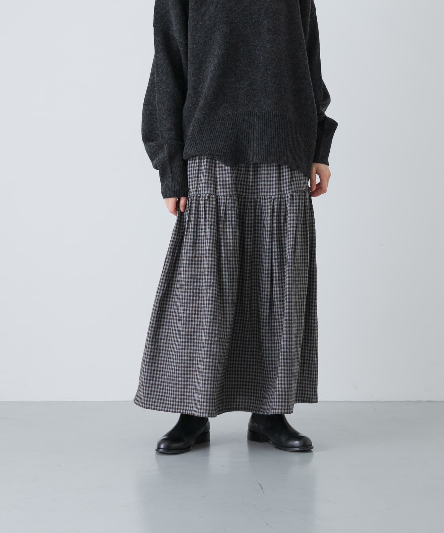 【かぐれ/kagure / URBAN RESEARCH】のギンガムティアードスカート インテリア・キッズ・メンズ・レディースファッション・服の通販 founy(ファニー) 　ファッション　Fashion　レディースファッション　Fashion for Women　スカート　Skirts　ティアードスカート　Tiered Skirts　ギャザー　Gathered, Ruffled　ギンガム　Gingham, Gingham Fabric　チェック　Check, Plaid, Tartan　冬　Winter / This Winter　A/W・秋冬　Autumn/Winter　おすすめ　Recommended / Our Picks　2025年　2025　2025-2026秋冬・A/W　Autumn/Winter 2025–26 AW25–26　グレー|ID: prp329100004816640 ipo3291000000034985991