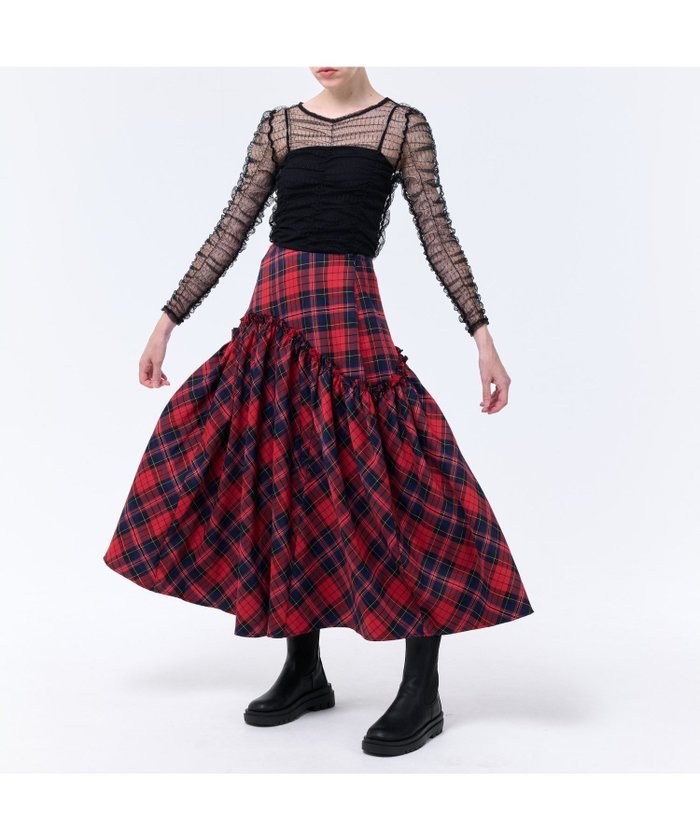【ラエミューズ/LAEMUSE】のチェックフレアスカート《セットアップ対応》 インテリア・キッズ・メンズ・レディースファッション・服の通販 founy(ファニー) https://founy.com/ ファッション Fashion レディースファッション Fashion for Women セットアップ Matching Sets スカート・ミニ/ミディ/マキシ Skirts / Mini, Midi & Maxi Skirts スカート Skirts Aライン・フレアスカート A-Line & Flared Skirts クラシック Classic, Timeless Style セットアップ Set-Up, Coordinated Outfit ツイル Twist, Twisted Detail ビスチェ Bustier, Corset Top フリル Frill, Ruffle 切替 Switching, Contrast Panel |ID: prp329100004816666 ipo3291000000034986230