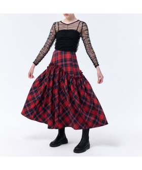 【ラエミューズ/LAEMUSE】のチェックフレアスカート《セットアップ対応》 人気、トレンドファッション・服の通販 founy(ファニー) ファッション Fashion レディースファッション Fashion for Women セットアップ Matching Sets スカート・ミニ/ミディ/マキシ Skirts / Mini, Midi & Maxi Skirts スカート Skirts Aライン・フレアスカート A-Line & Flared Skirts クラシック Classic, Timeless Style セットアップ Set-Up, Coordinated Outfit ツイル Twist, Twisted Detail ビスチェ Bustier, Corset Top フリル Frill, Ruffle 切替 Switching, Contrast Panel |ID:prp329100004816666