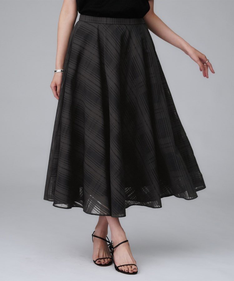 【アンタイトル/UNTITLED】の【セットアップ可/後ろウエストゴム】シアーチェックスカート 人気、トレンドファッション・服の通販 founy(ファニー) 　ファッション　Fashion　レディースファッション　Fashion for Women　セットアップ　Matching Sets　スカート・ミニ/ミディ/マキシ　Skirts / Mini, Midi & Maxi Skirts　おすすめ　Recommended / Our Picks　エアリー　Airy Texture　シアー　Sheer, See-Through　スマート　Smart, Elegant　セットアップ　Set-Up, Coordinated Outfit　チェック　Check, Plaid, Tartan　ビンテージ　Vintage, Retro Style　フレア　Flare, Flared　ポケット　Pocket, Pocket Detail　リラックス　Relax, Relaxed Fit　 other-1|ID: prp329100004816670 ipo3291000000034986244