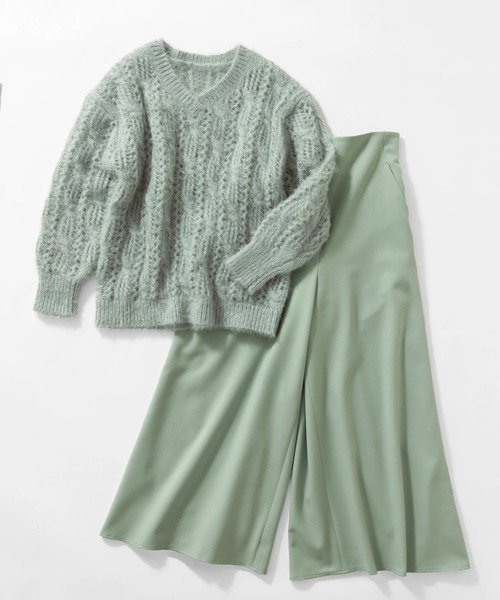 【ストロベリーフィールズ/STRAWBERRY FIELDS】のレース編みシャギーニット インテリア・キッズ・メンズ・レディースファッション・服の通販 founy(ファニー) 　ファッション　Fashion　レディースファッション　Fashion for Women　トップス・カットソー　Cut & Sew Tops　ニット　Knit Tops & Sweaters　レース　Lace, Lace Fabric　ミント|ID: prp329100004816697 ipo3291000000034986465