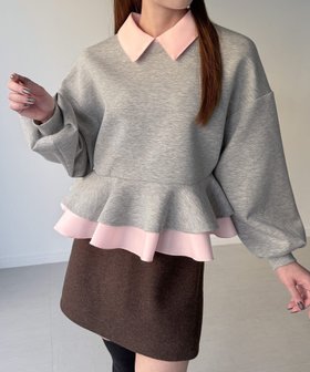 【ジュノア/JUNOAH】のフリルレイヤードスウェット 人気、トレンドファッション・服の通販 founy(ファニー) ファッション Fashion レディースファッション Fashion for Women トップス・カットソー Cut & Sew Tops レディースパーカー・カジュアルフーディー Casual Hoodies & Sweatshirts スウェット・クルーネックトップス Sweatshirts & Crewnecks / Relaxed Fit Sweat Tops |ID:prp329100004816736