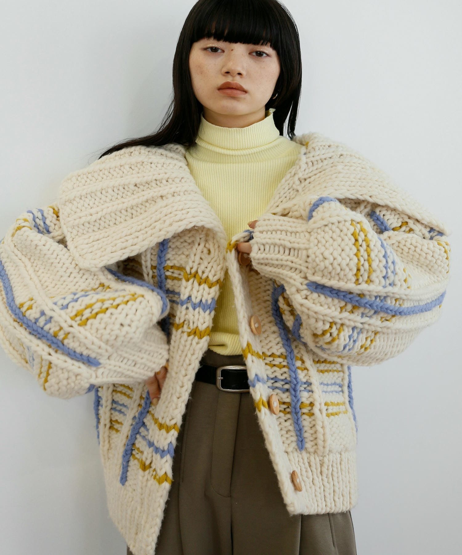【カトリン トウキョウ/Katrin TOKYO】のhandmade check knit cardigan インテリア・キッズ・メンズ・レディースファッション・服の通販 founy(ファニー) 　ファッション　Fashion　レディースファッション　Fashion for Women　トップス・カットソー　Cut & Sew Tops　ニット　Knit Tops & Sweaters　カーディガン・羽織り　Layered Style Cardigans　イエロー　Yellow　インナー　Innerwear　秋　Autumn　カーディガン　Cardigan, Knitwear　キャミソール　Camisole, Spaghetti Strap Top　今季　This Season, Current Season　スラックス　Slacks, Dress Pants　チェック　Check, Plaid, Tartan　テクスチャー　Texture, Textured Fabric　デニム　Denim, Jeans Material　手編み　Hand-Knitted, Handmade Knit　ハンド　Hand, Handmade　ビッグ　Big, Oversized　ベーシック　Basic, Essential　冬　Winter / This Winter　おすすめ　Recommended / Our Picks　ivory|ID: prp329100004816773 ipo3291000000034987241